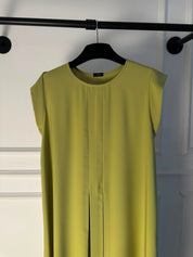 C 006-15 Premium Lime Green Pleated Under Abaya Dress