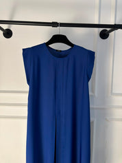 C 006-16 Premium Bright Blue Pleated Under Abaya Dress