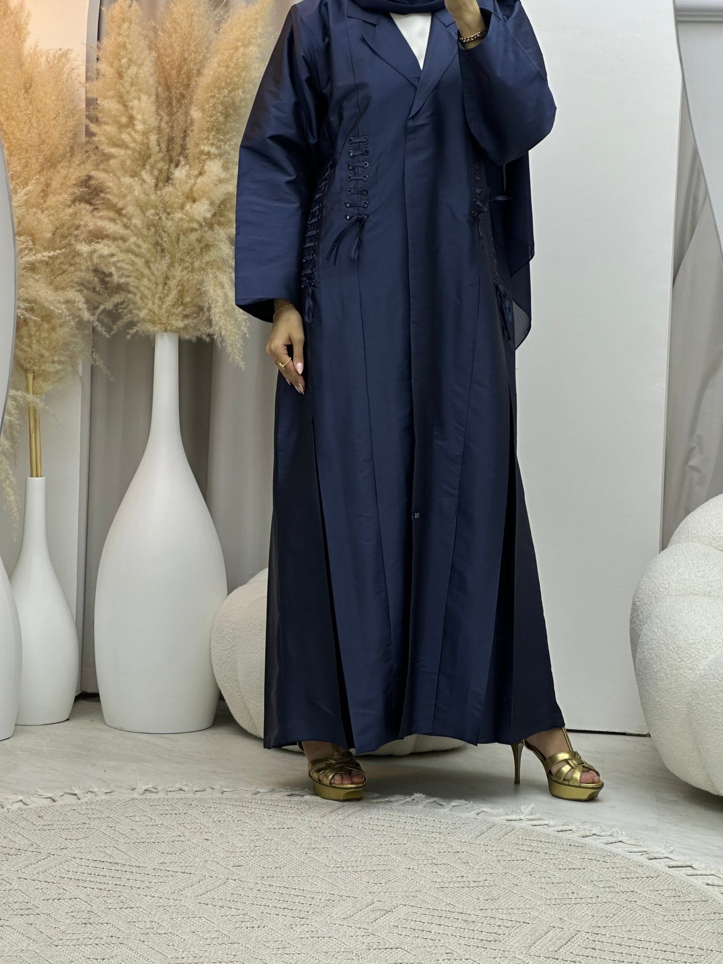 C 0069 Blue Taffeta Abaya