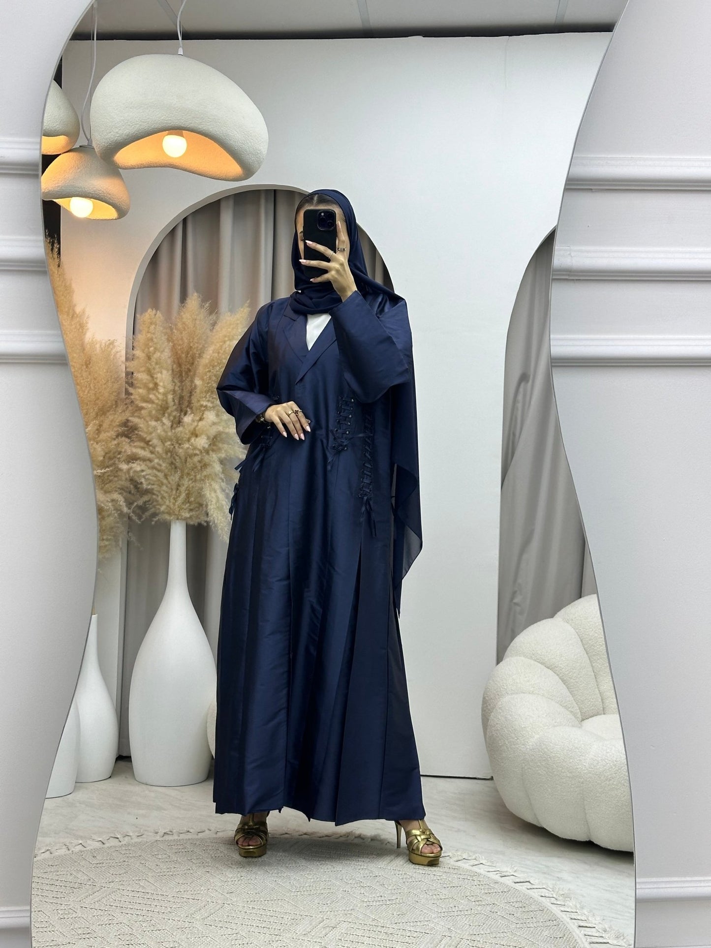 C 0069 Blue Taffeta Abaya