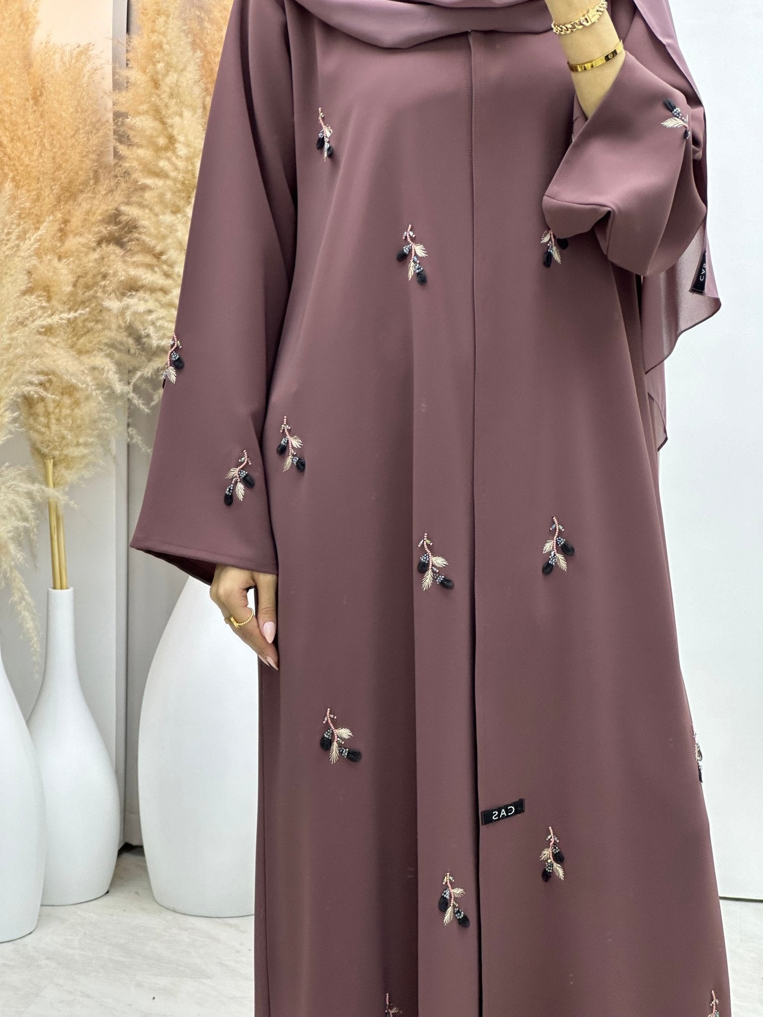 C 0071 Purple Crepe Abaya