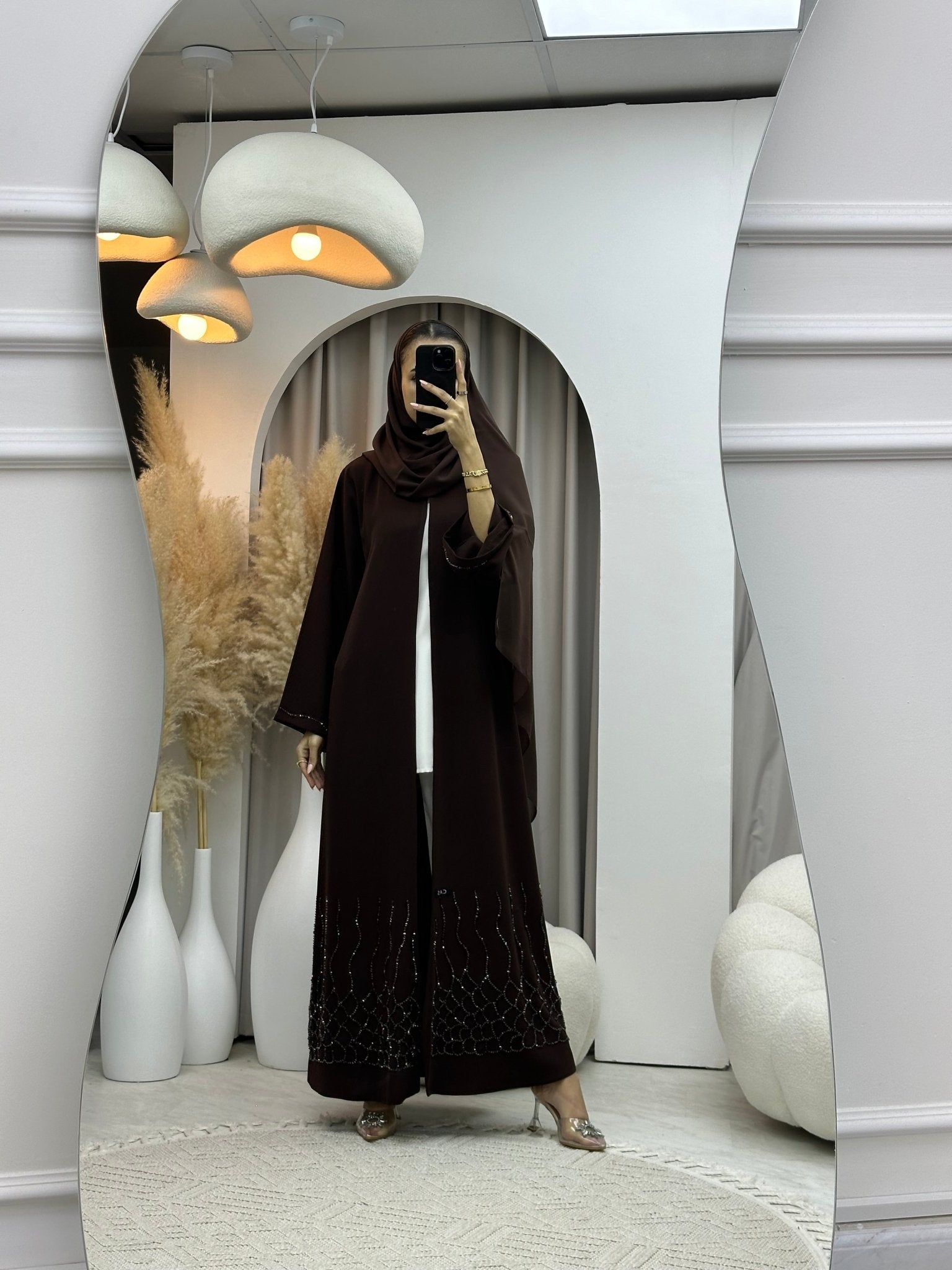 C 0073 Brown Beaded Abaya