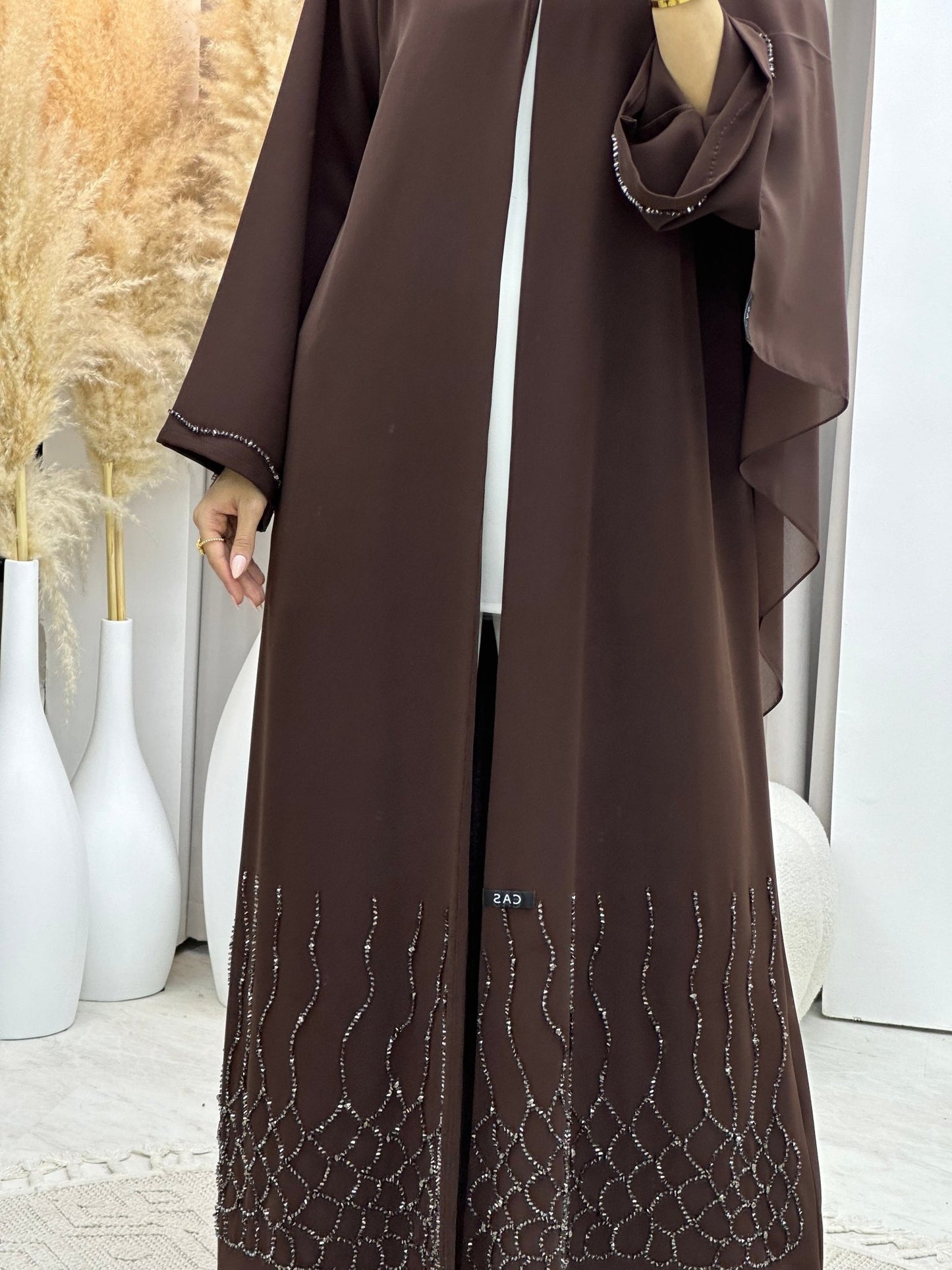 C 0073 Brown Beaded Abaya