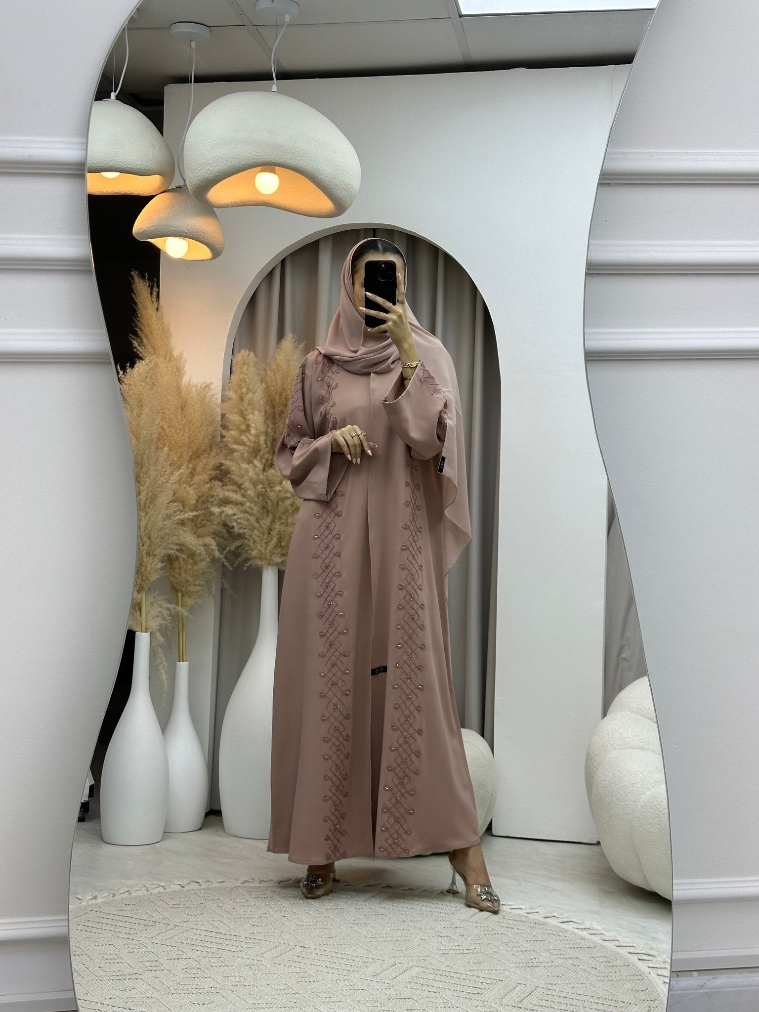 C 0074 Pink Embroidery Abaya