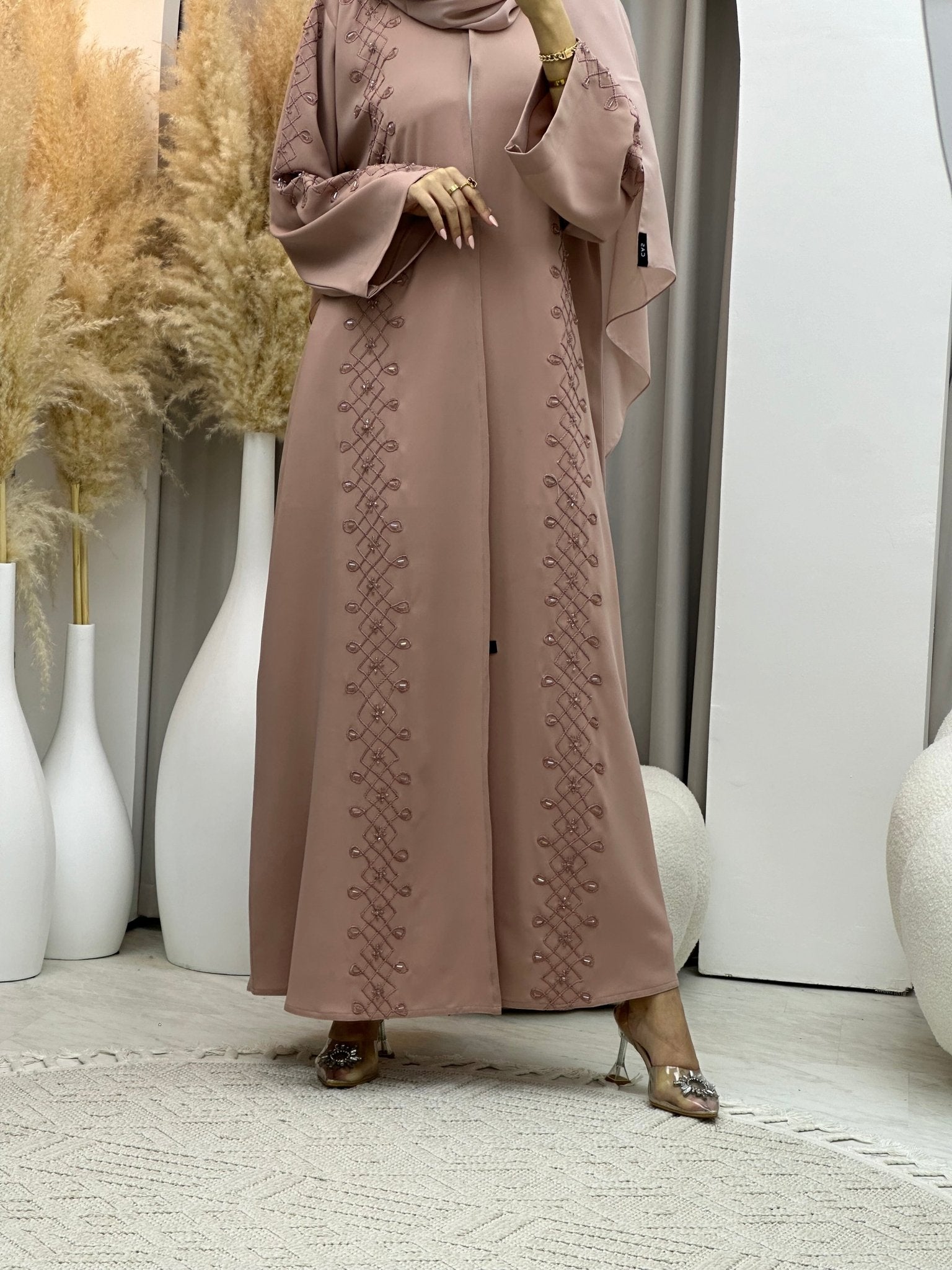 C 0074 Pink Embroidery Abaya