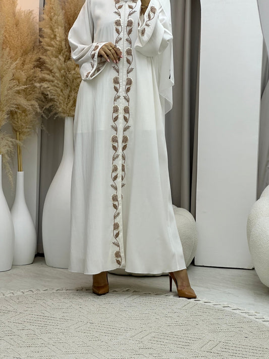 C 0079 White Lace Abaya