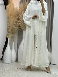 C 0081 White Lace Abaya - XS / 49