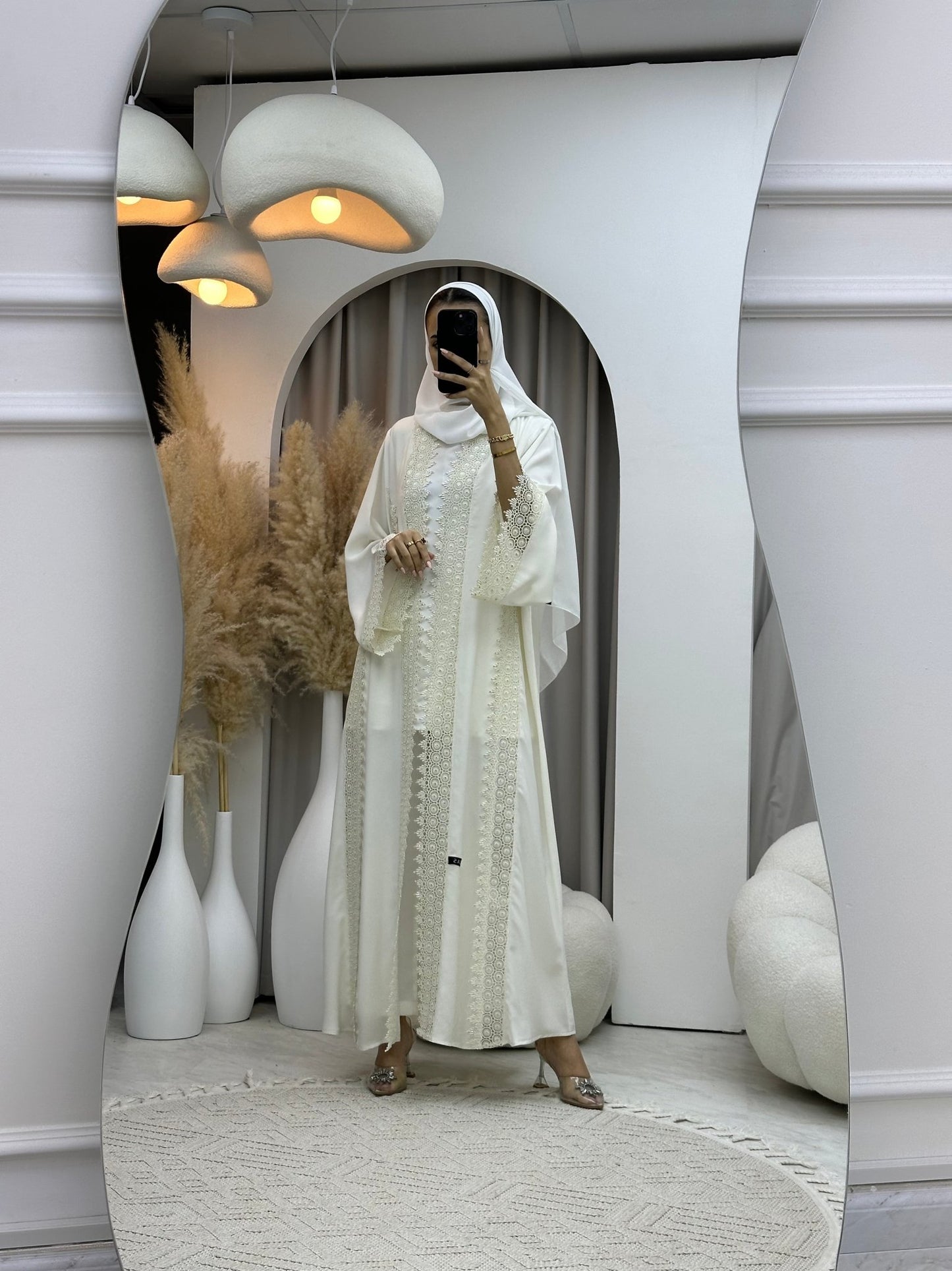 C 0083 White Lace Abaya