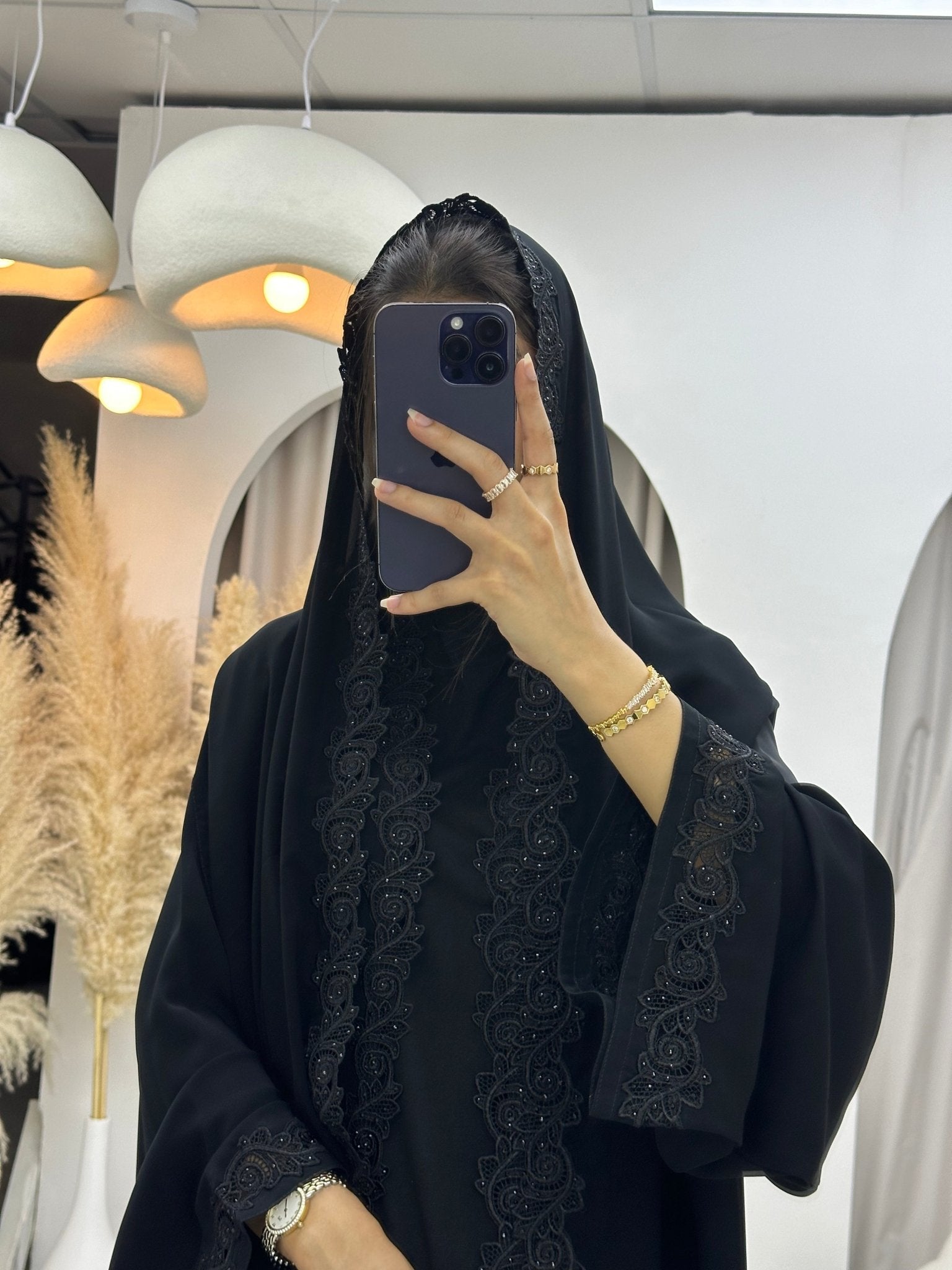 C 0088 Black Lace Abaya