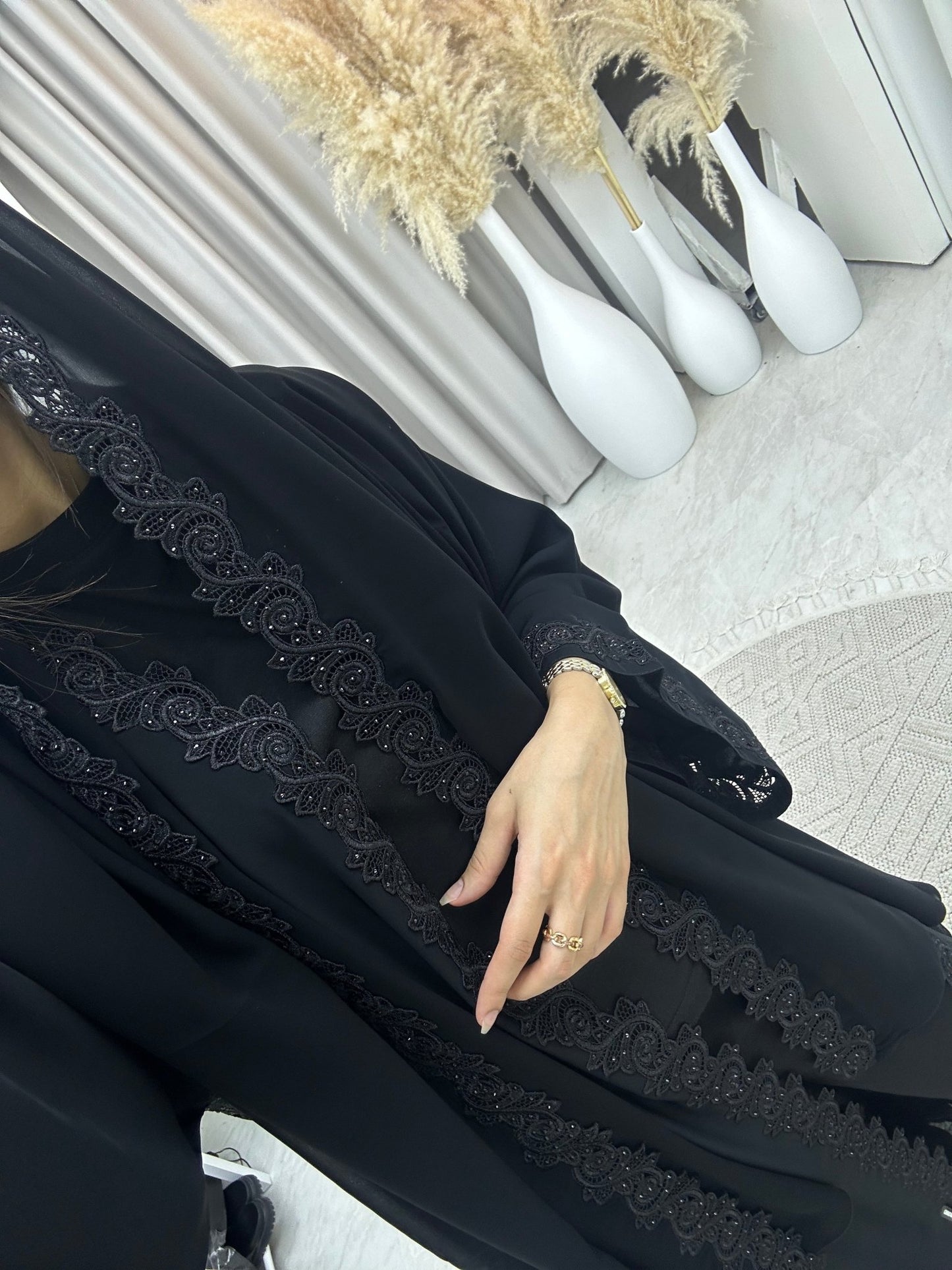 C 0088 Black Lace Abaya