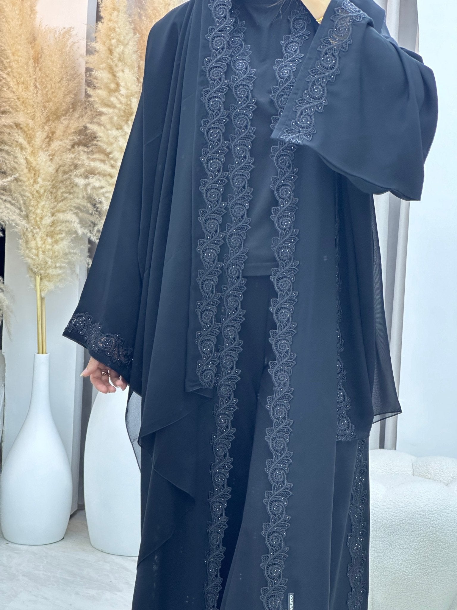 C 0088 Black Lace Abaya