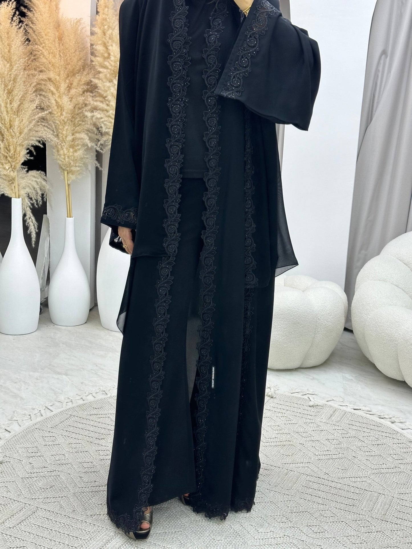 C 0088 Black Lace Abaya