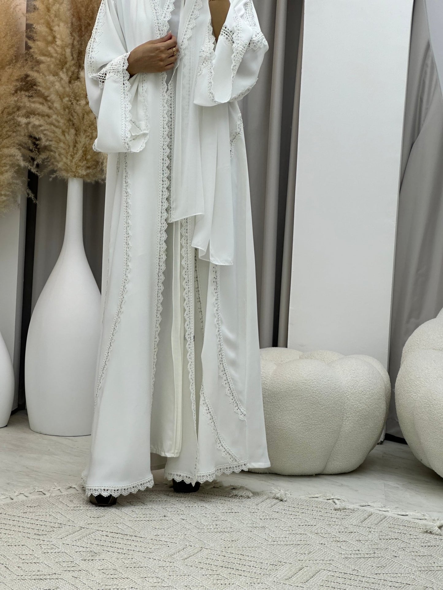 C 0092 White Lace Abaya