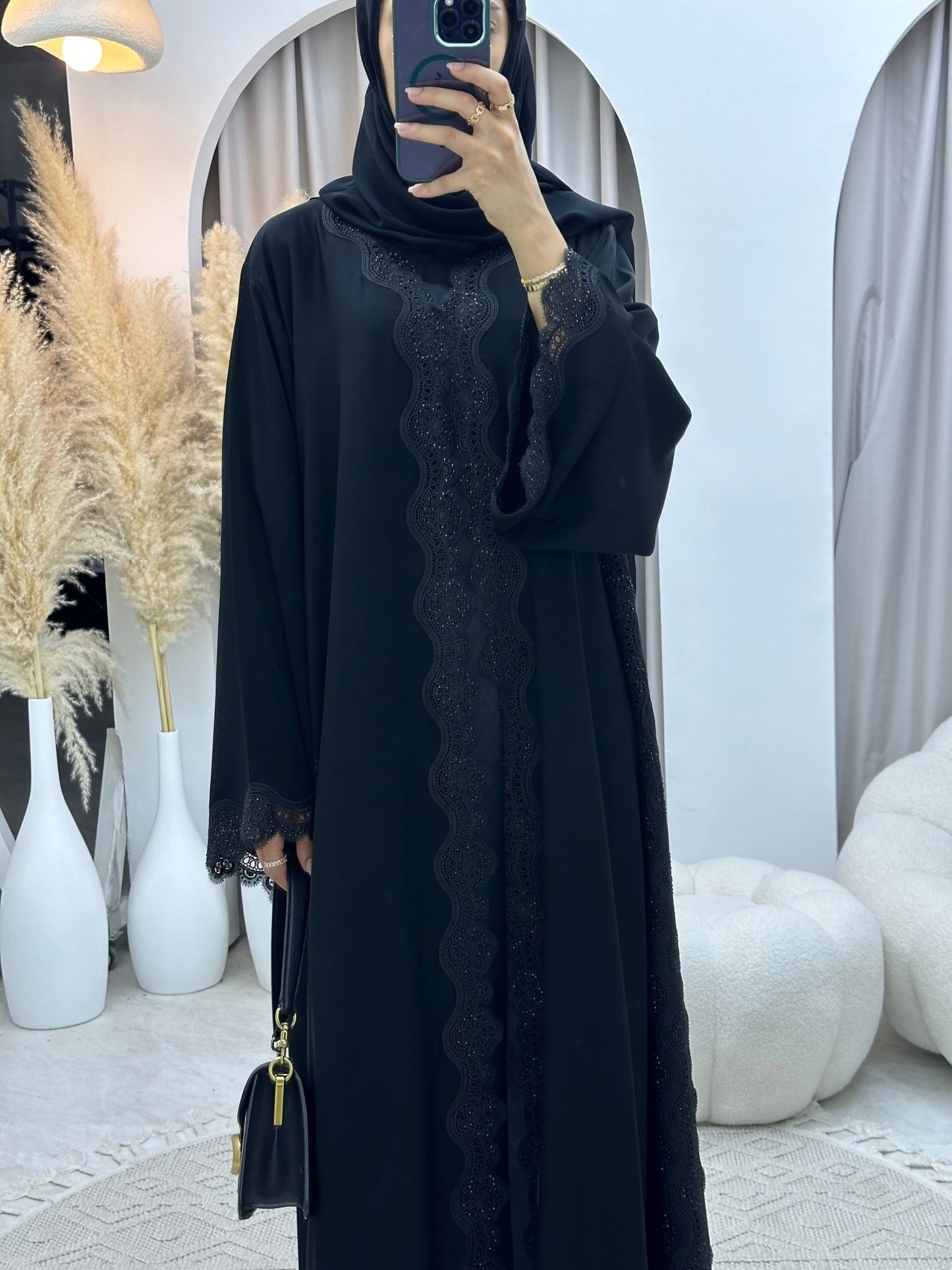 C 0094 Black Lace Abaya