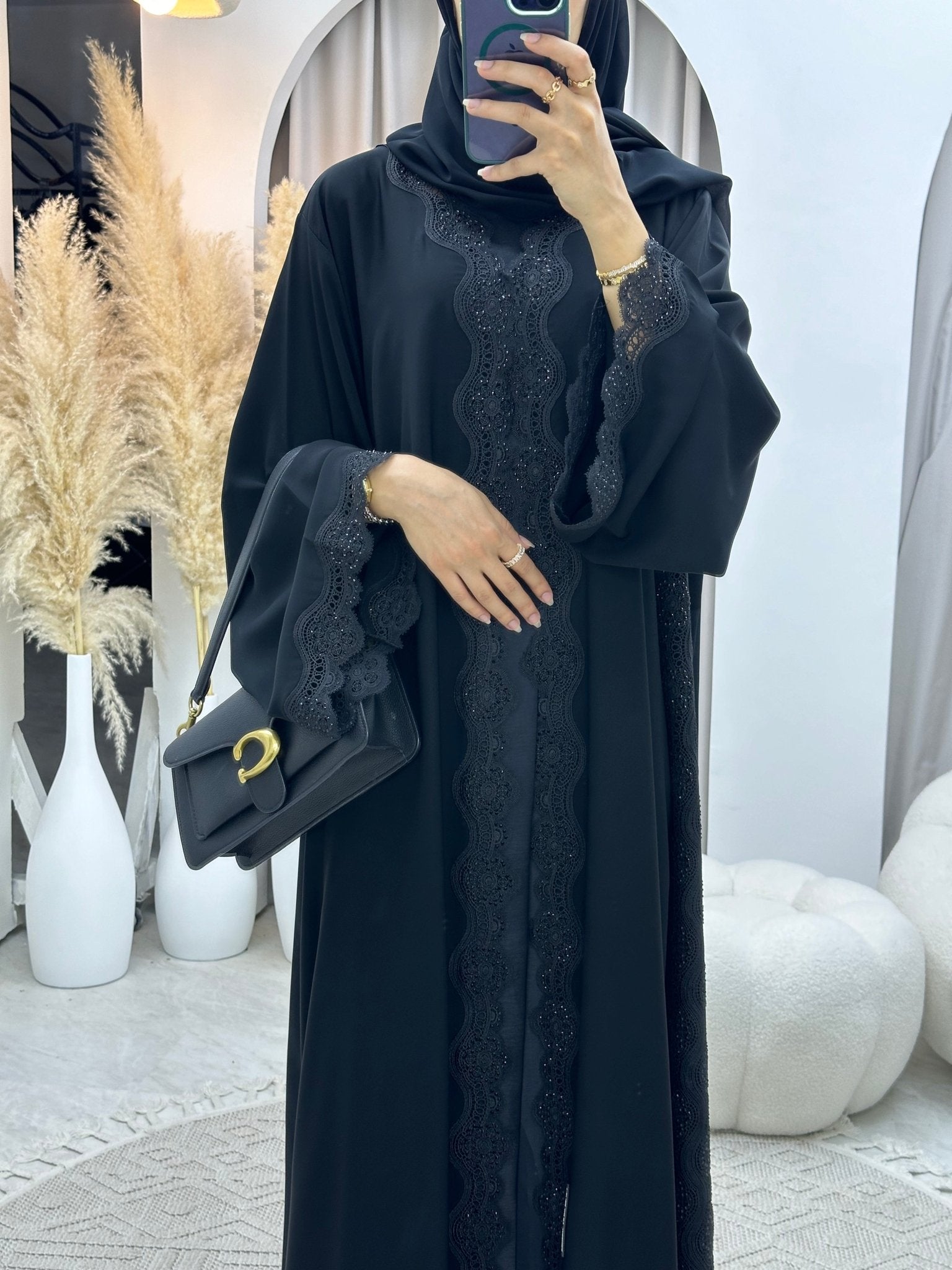 C 0094 Black Lace Abaya