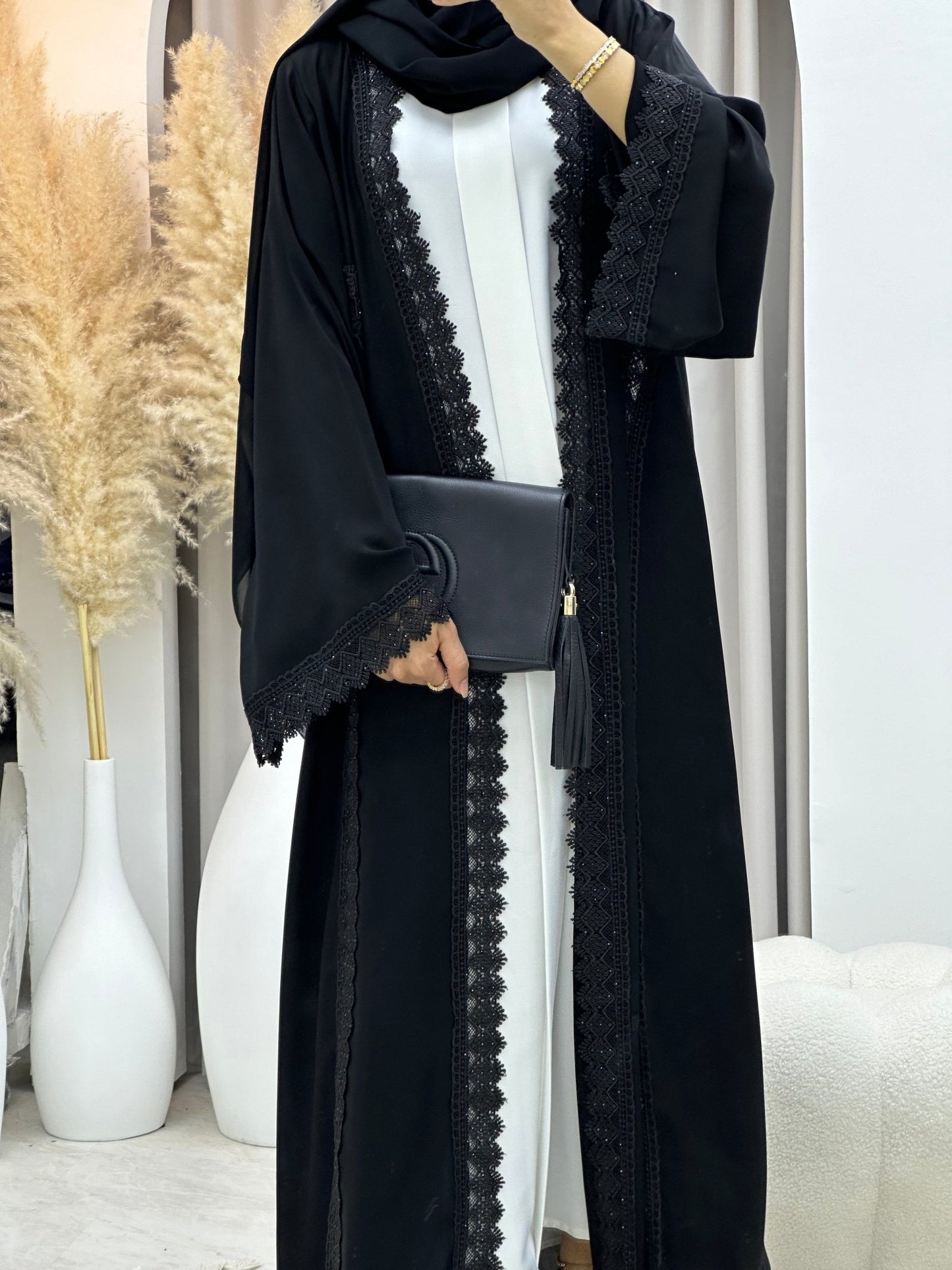 C 0096 Black Lace Abaya