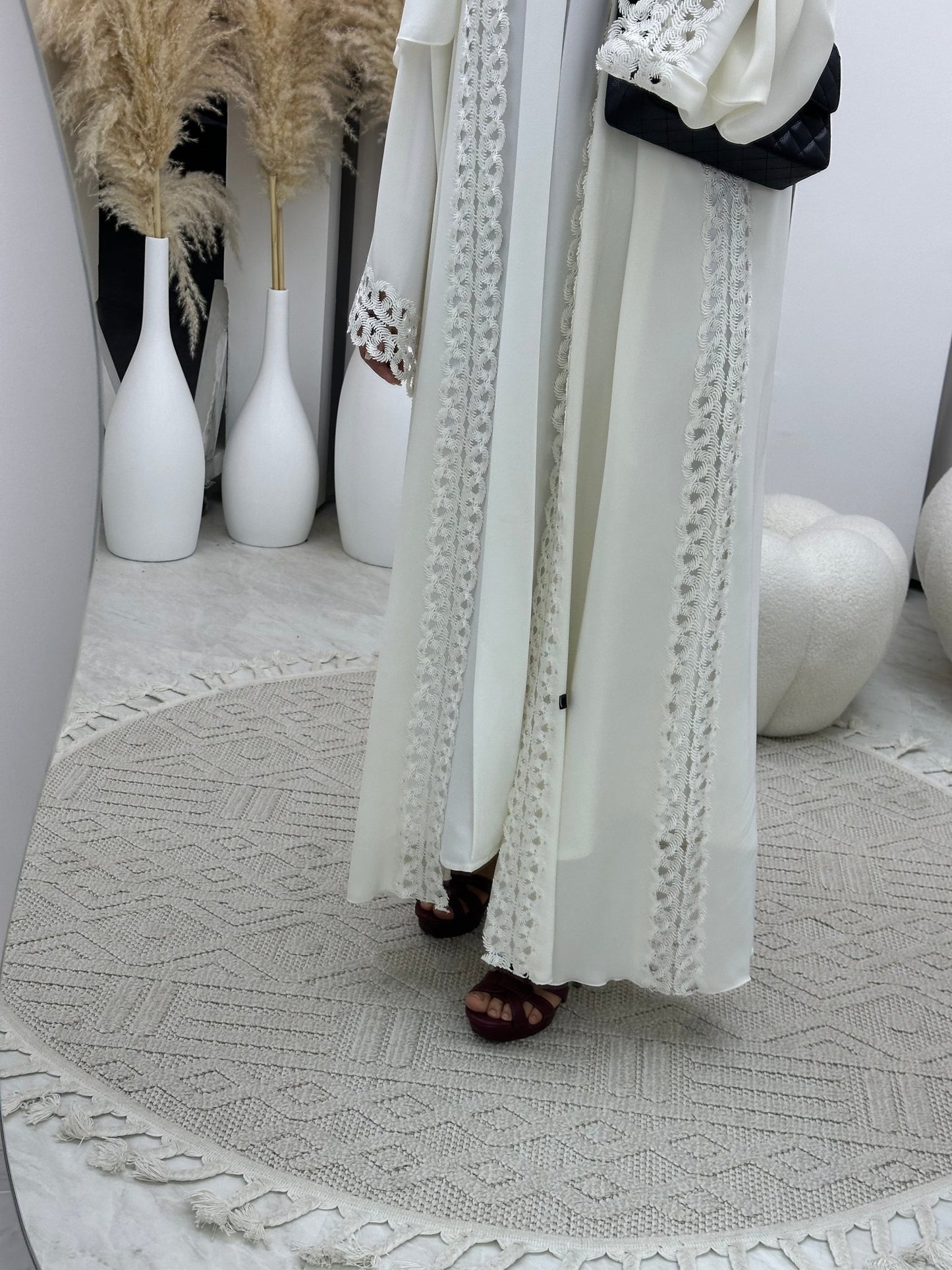 C 0098 White Lace Abaya