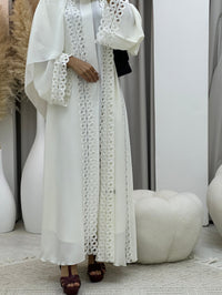 C 0098 White Lace Abaya - XS / 49