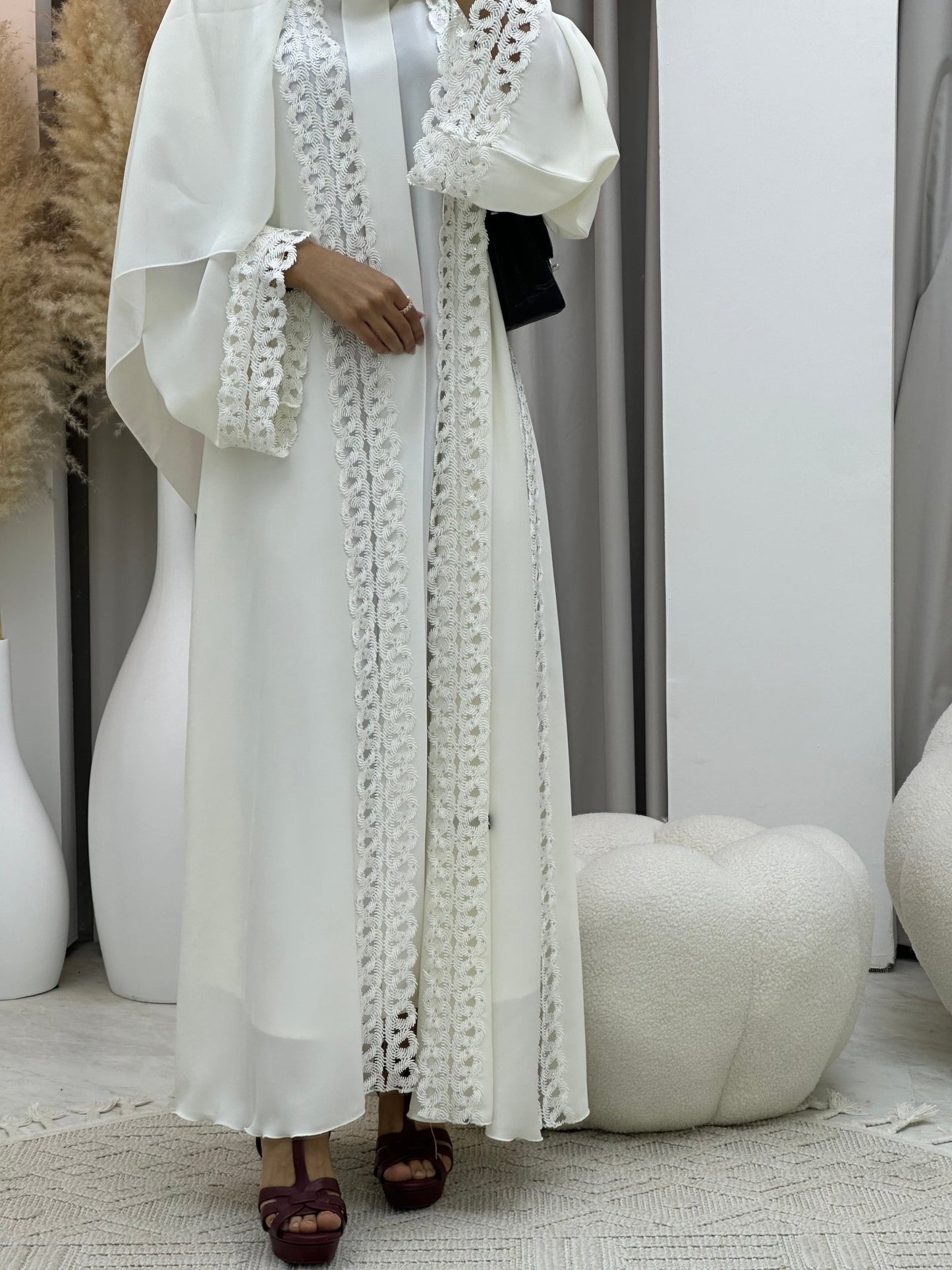 C 0098 White Lace Abaya