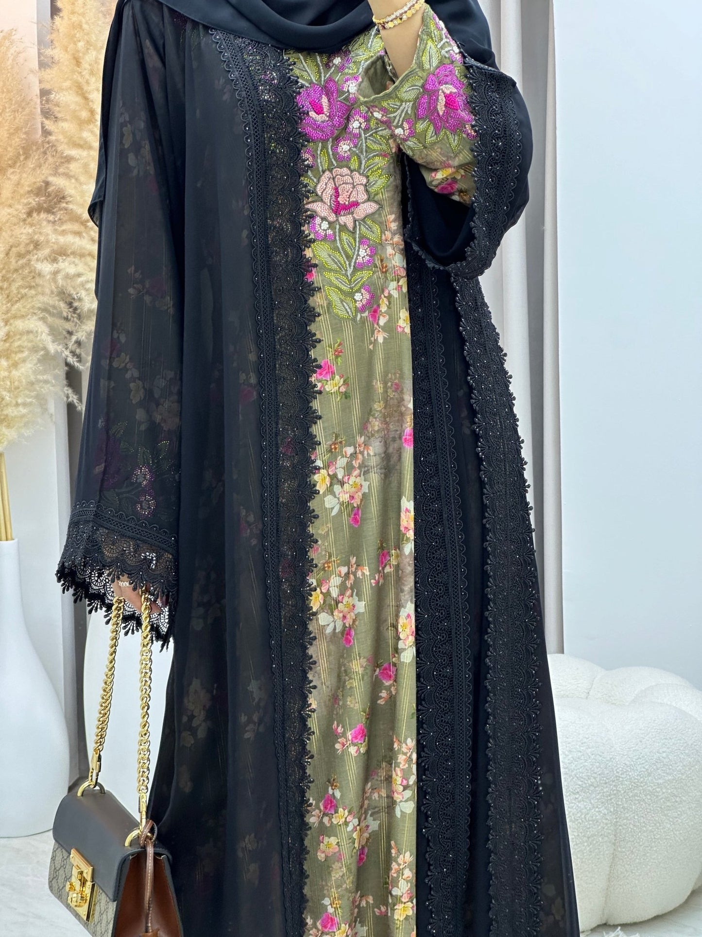 C 0107 Chiffon Black Abaya