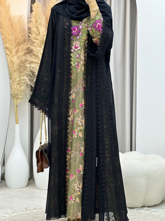 C 0107 Chiffon Black Abaya