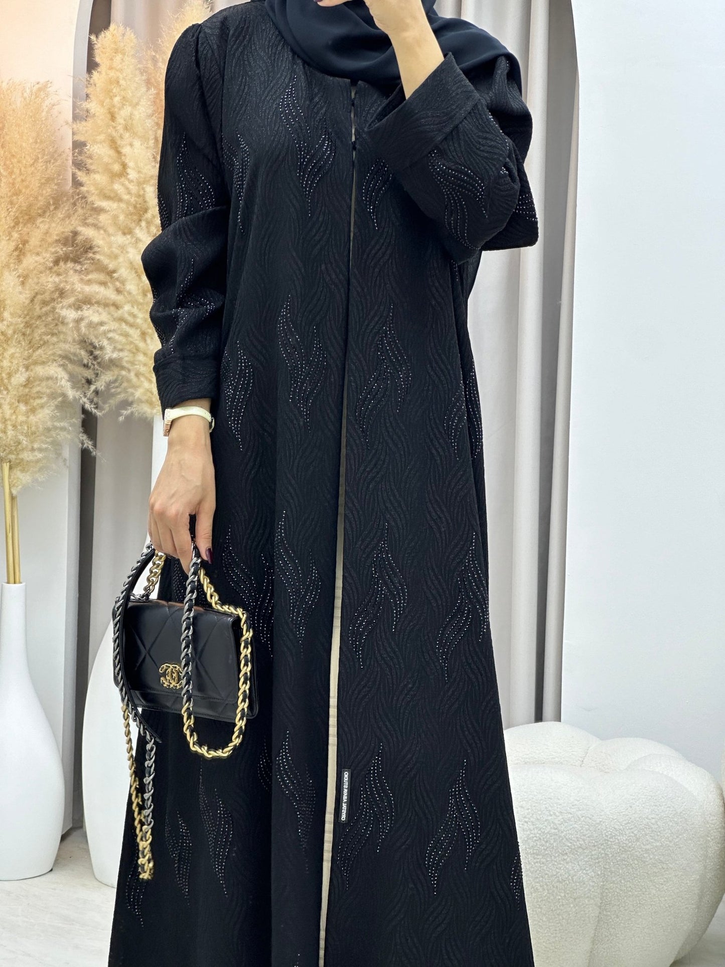 C 0112 Black Beaded Abaya