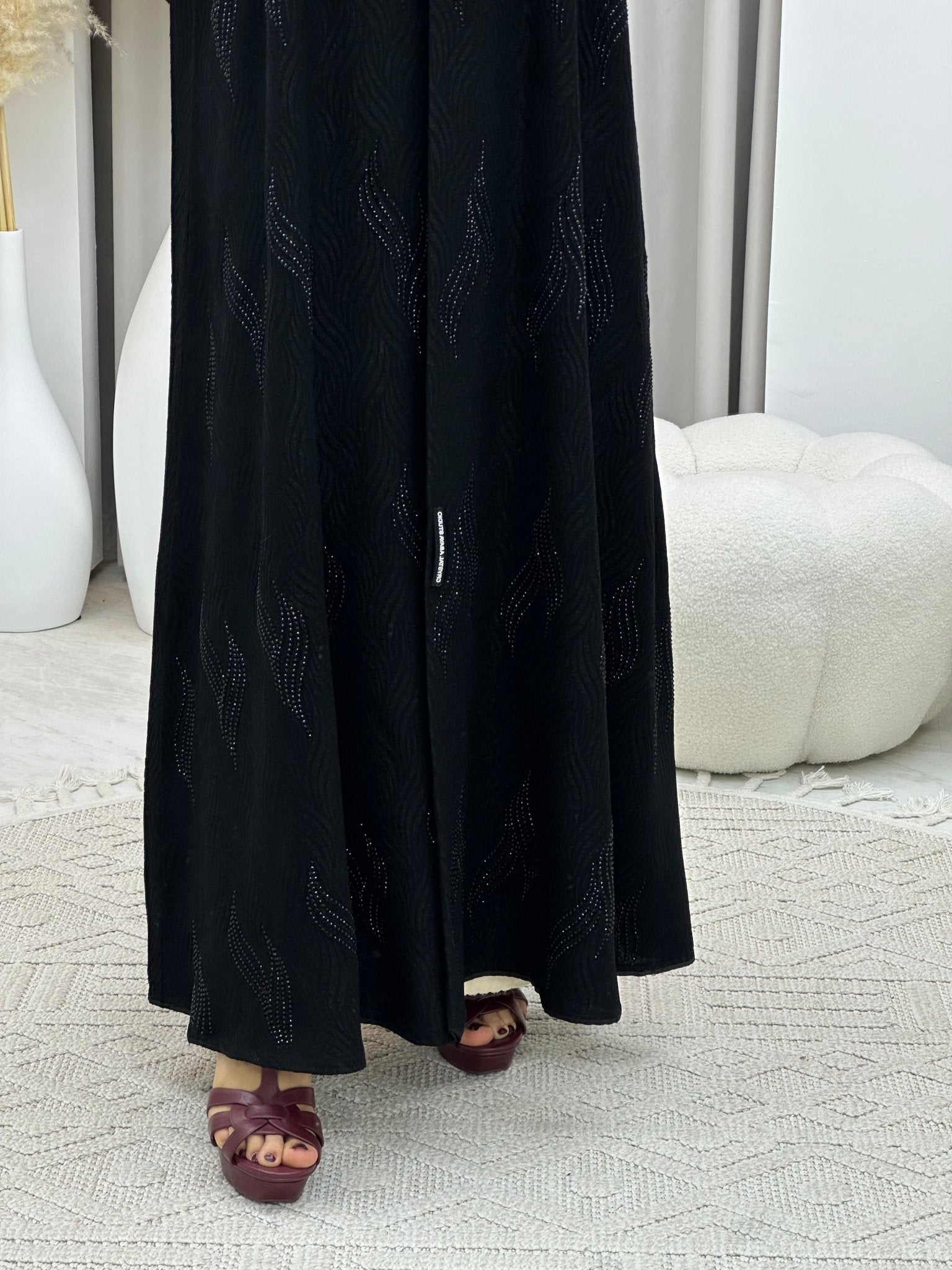 C 0112 Black Beaded Abaya