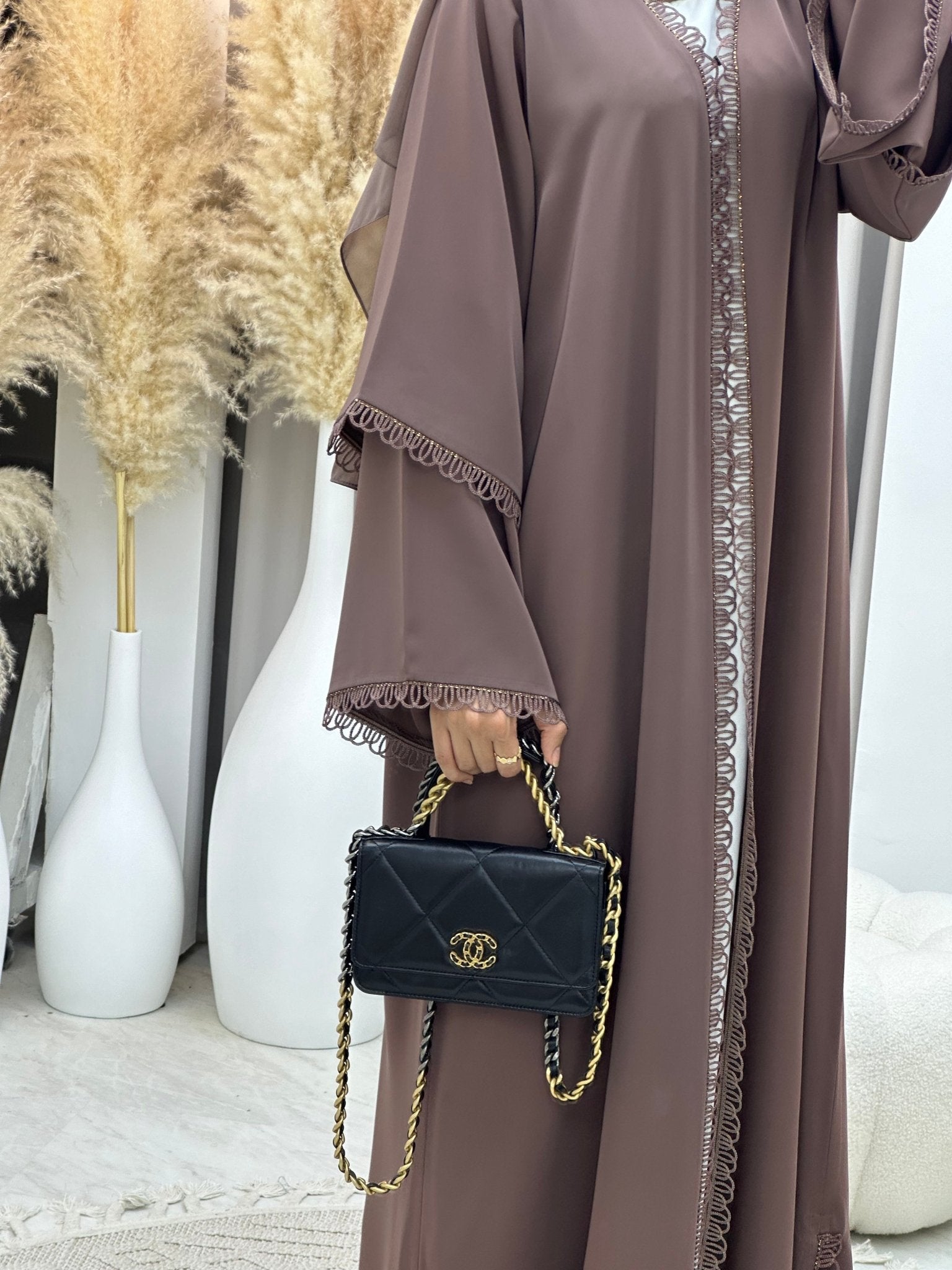 C 0114 Brown Lace Abaya