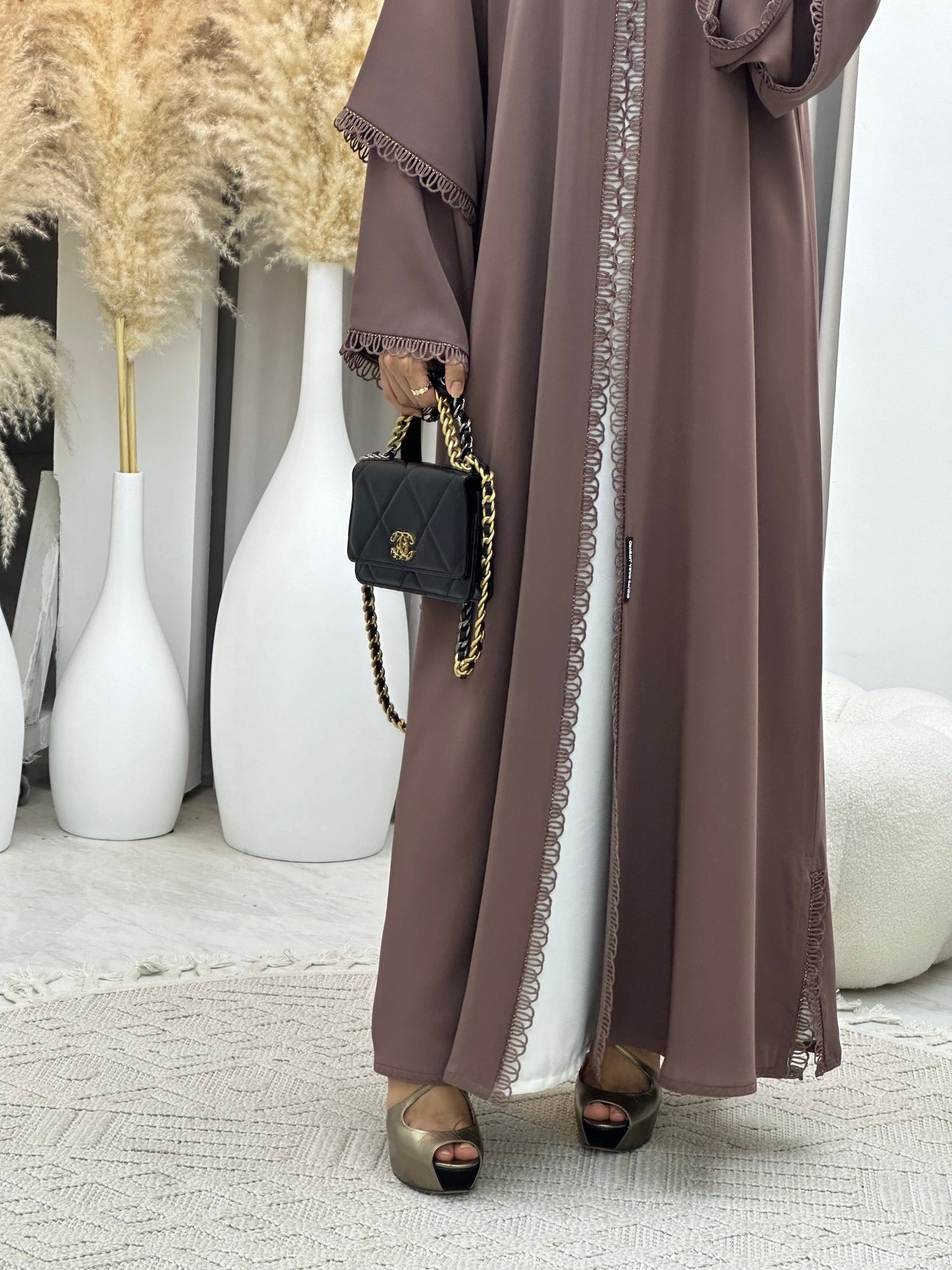 C 0114 Brown Lace Abaya