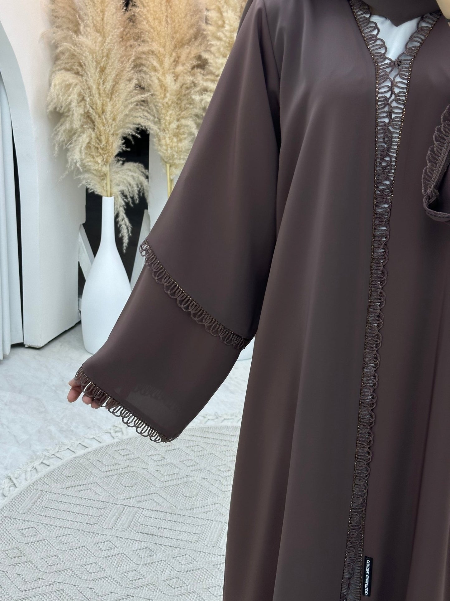 C 0114 Brown Lace Abaya