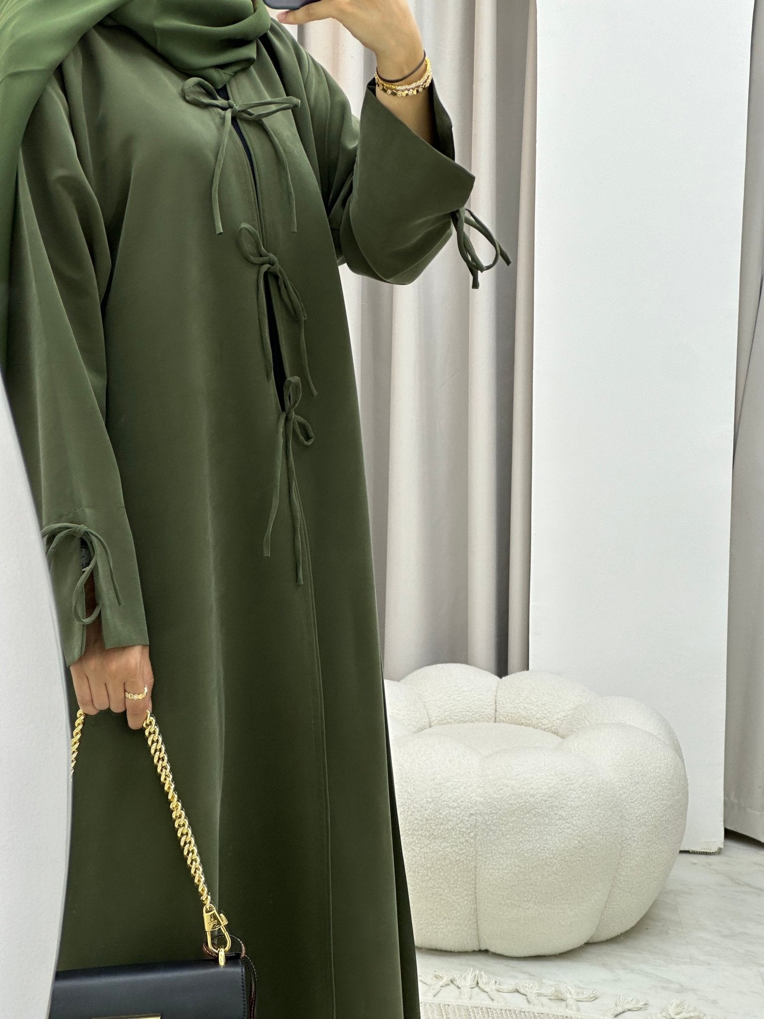 C 0117 - 02 Olive Bow Abaya