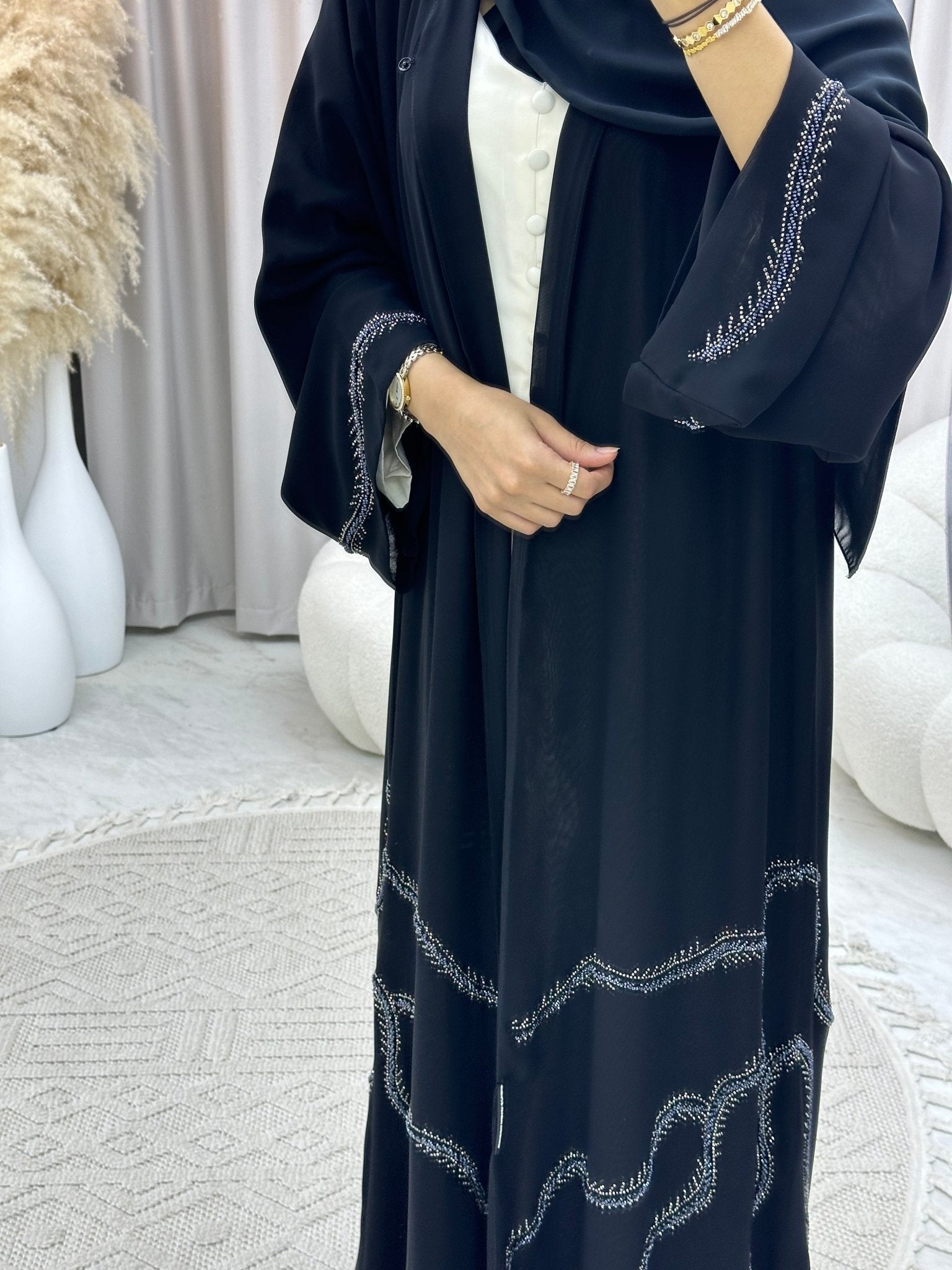 C 0118 Black Beaded Abaya