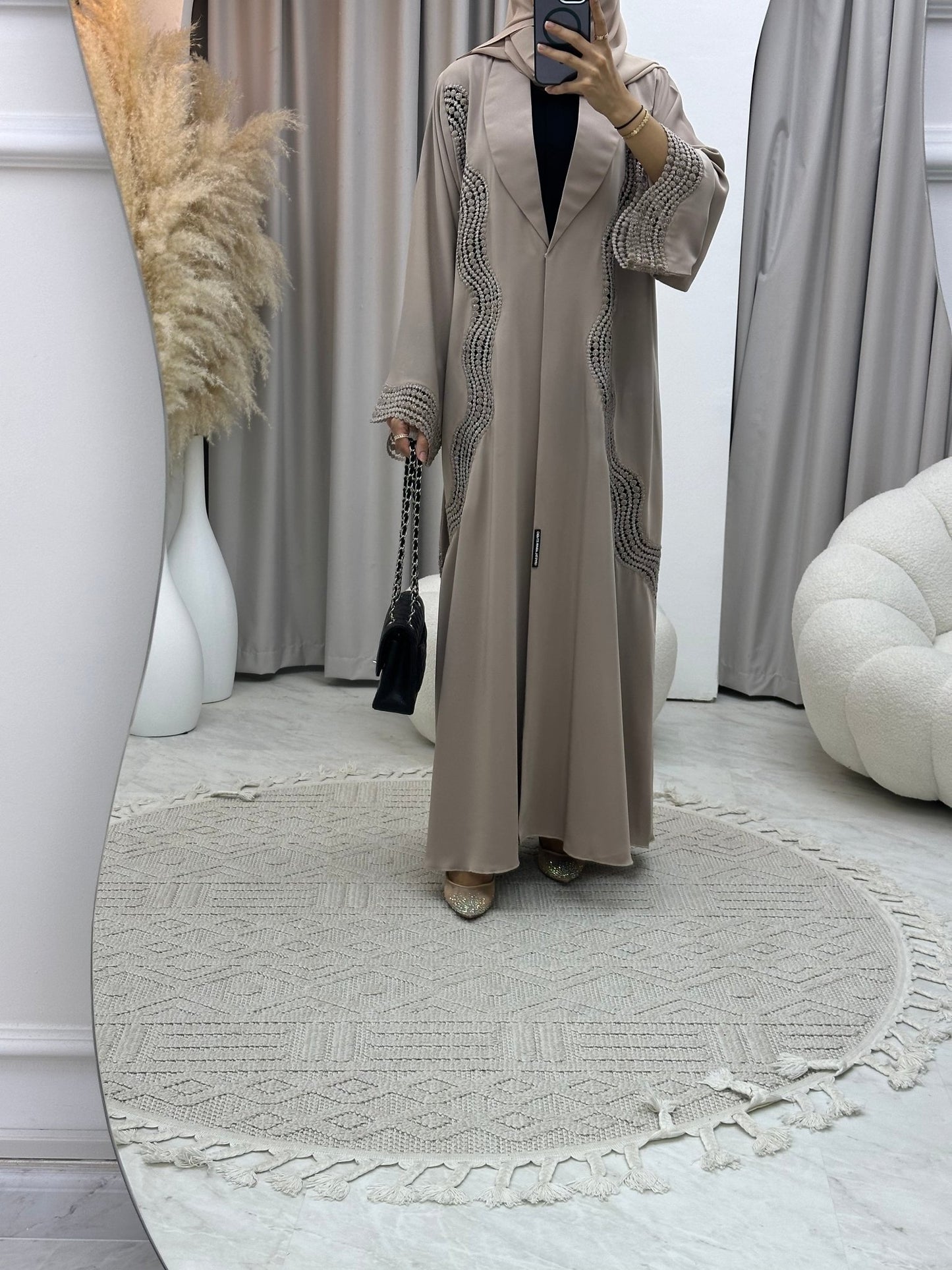 C 0125 Nude Lace Abaya