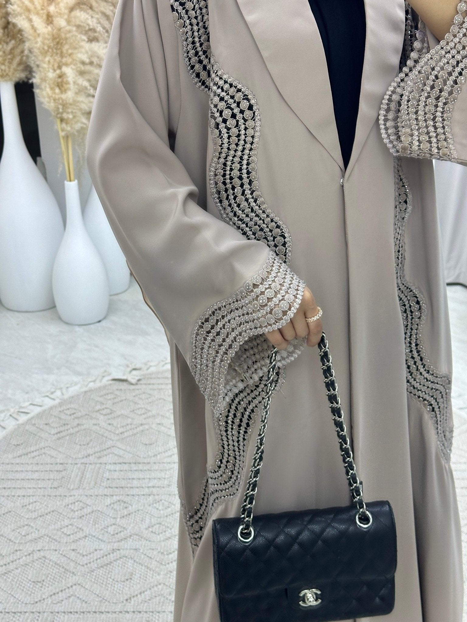 C 0125 Nude Lace Abaya