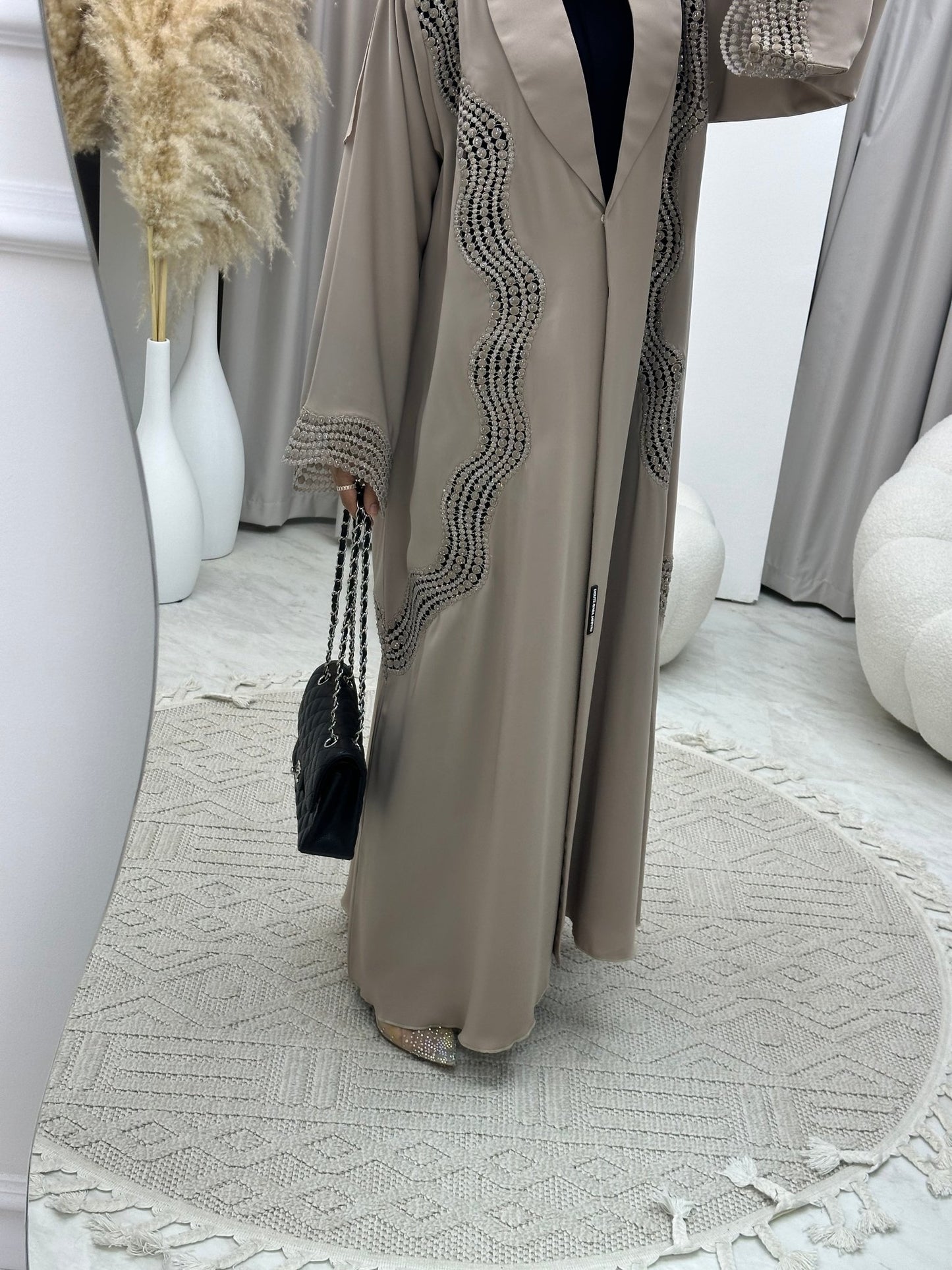 C 0125 Nude Lace Abaya