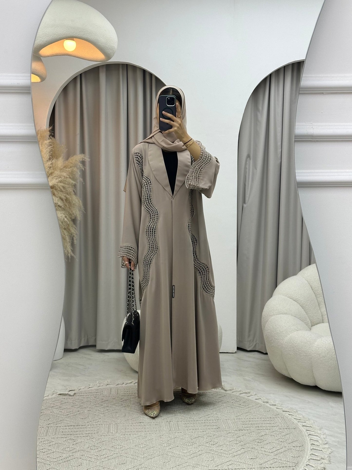 C 0125 Nude Lace Abaya