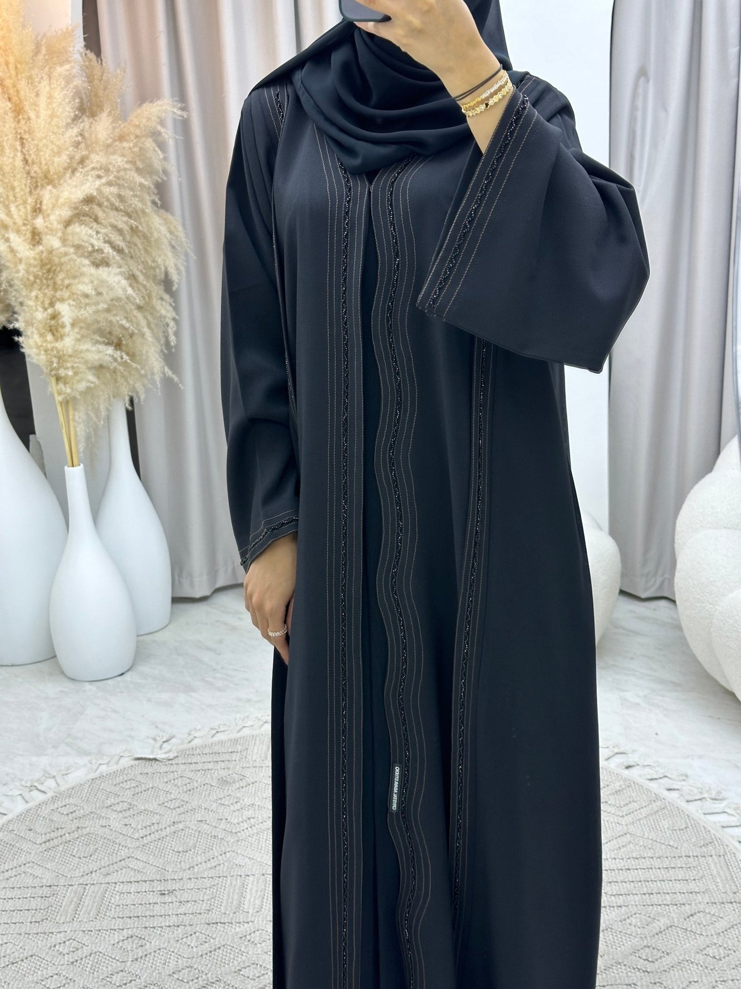 C 0128 Black Beaded Abaya