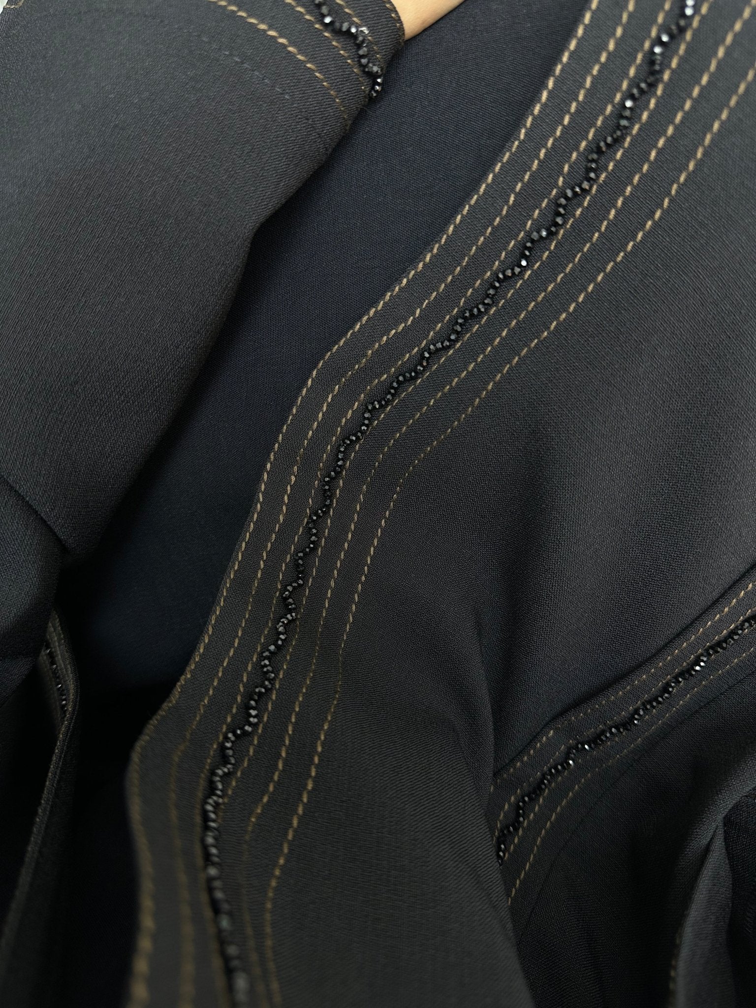 C 0128 Black Beaded Abaya