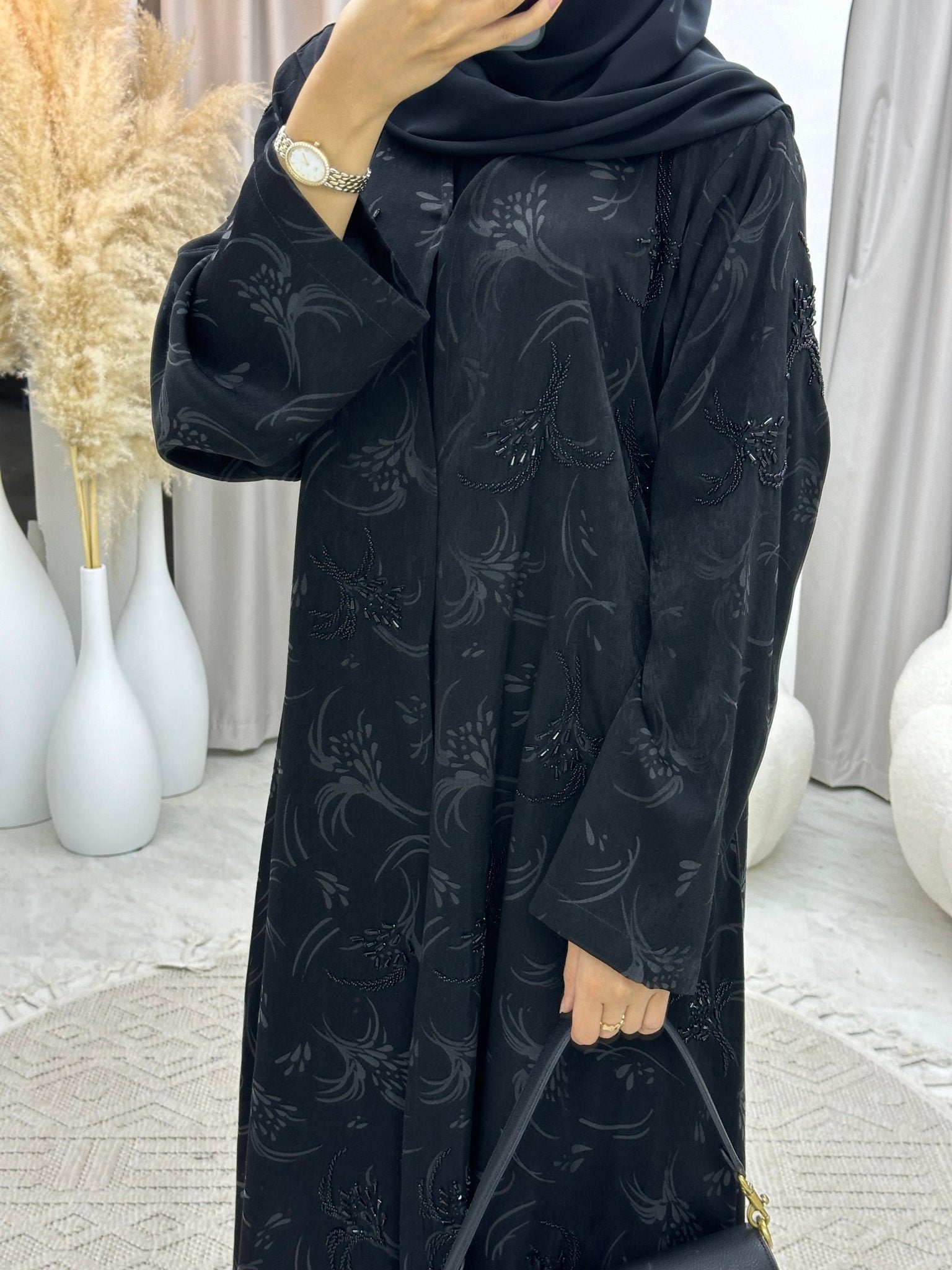 C 0129 Black Handwork Abaya