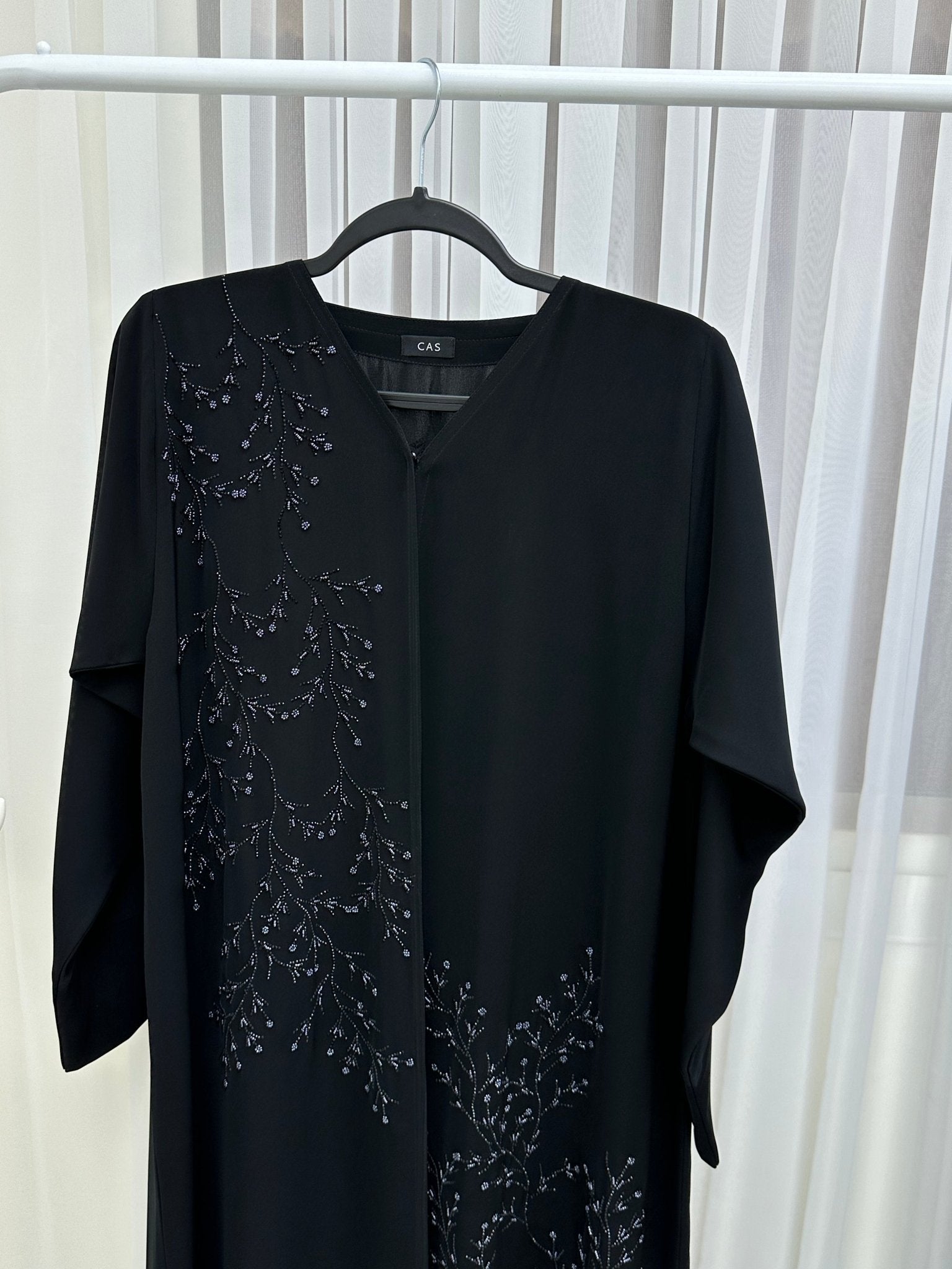 C 0130 Black Blue Beadwork Abaya