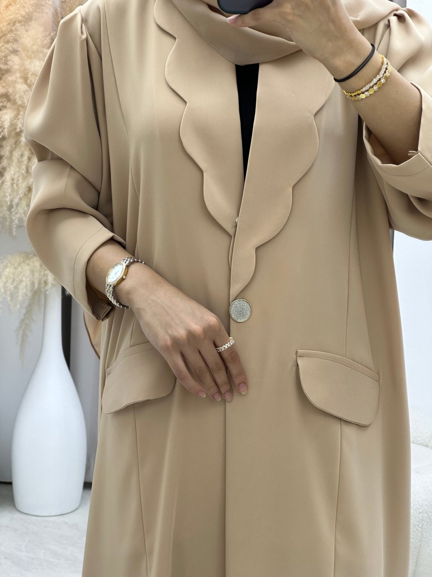 C 0133 - 02 Cream Coat Abaya