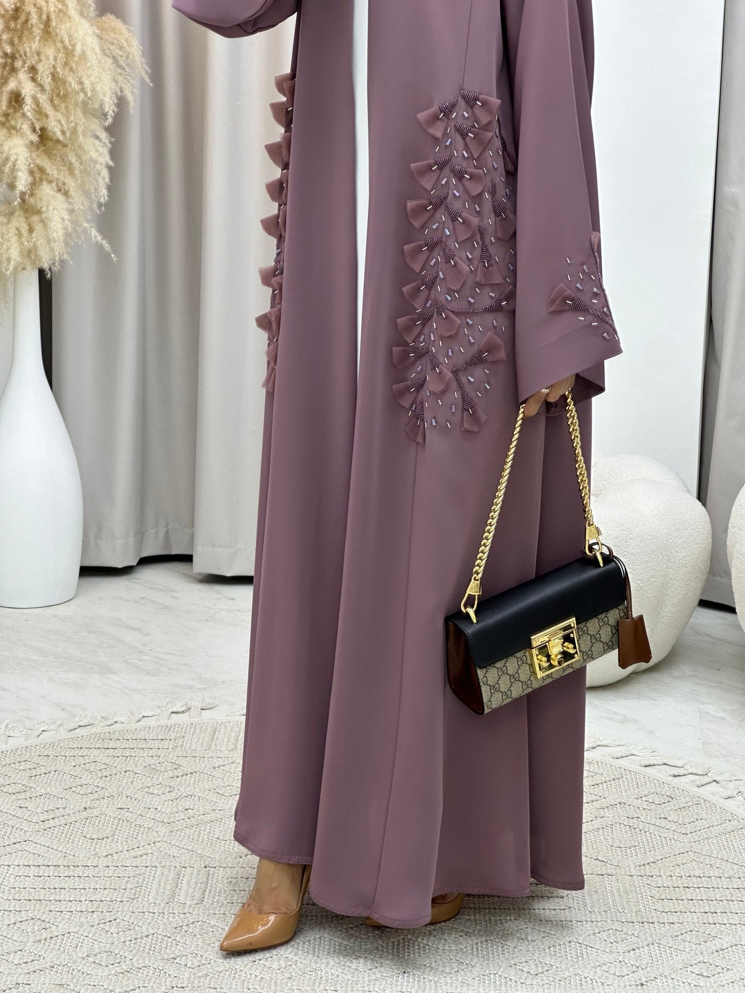 C 0137 Purple Floral Beaded Abaya