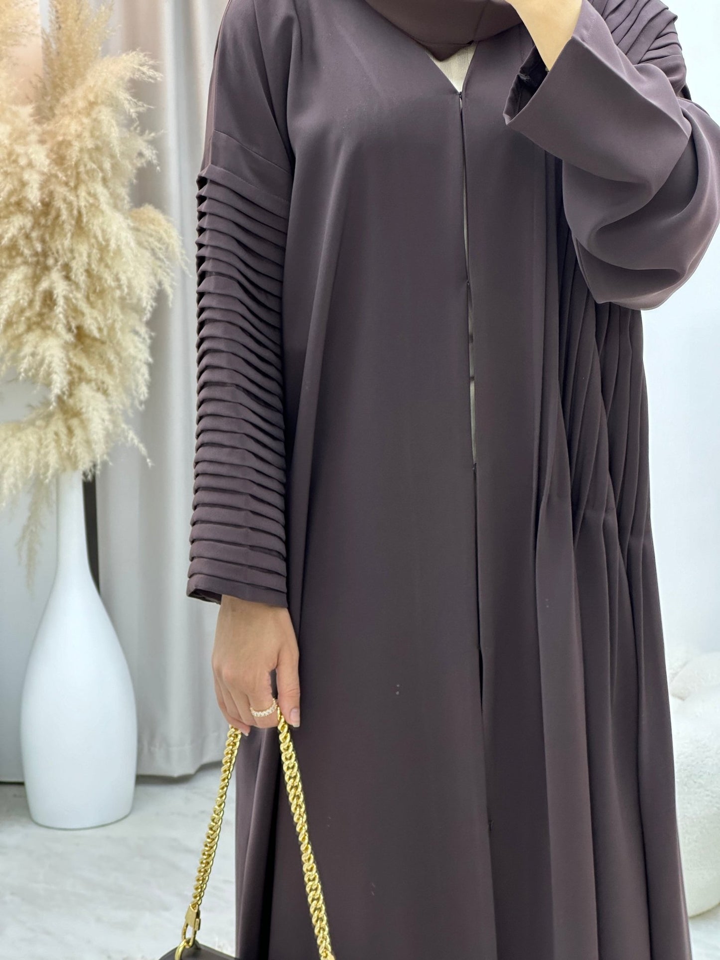 C 0140 Brown Pleated Abaya