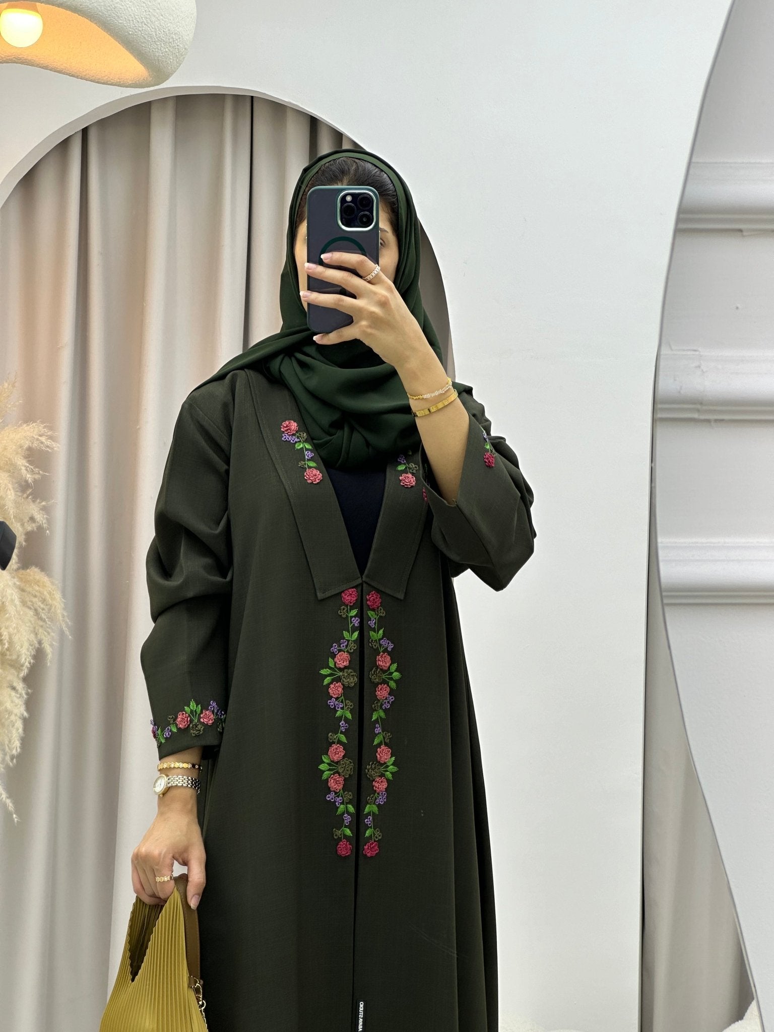 C 0141 Olive Embroidery Abaya