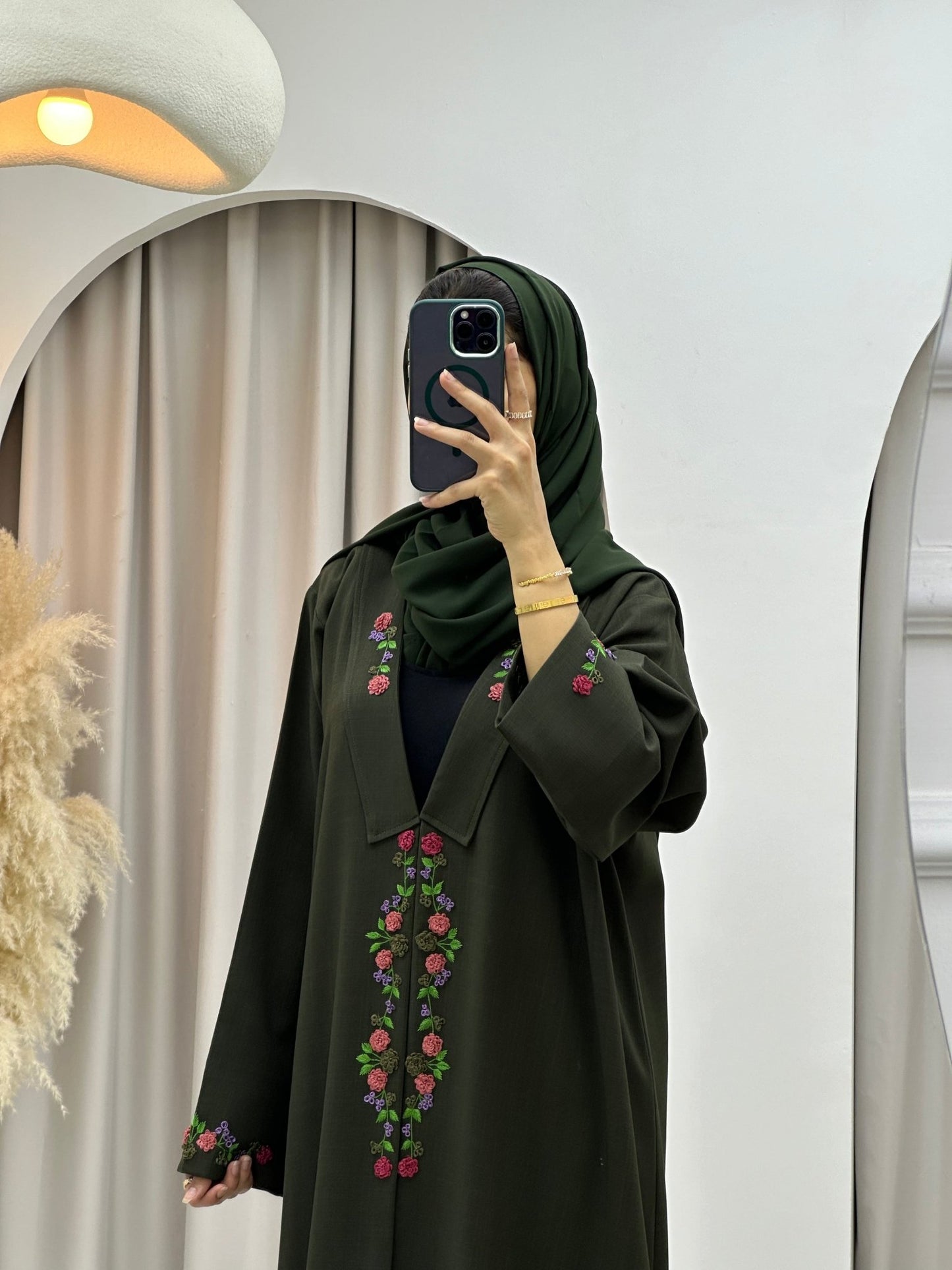 C 0141 Olive Embroidery Abaya