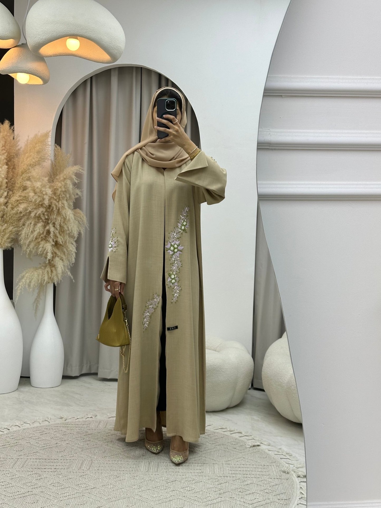 C 0142 Beige Embroidery Abaya