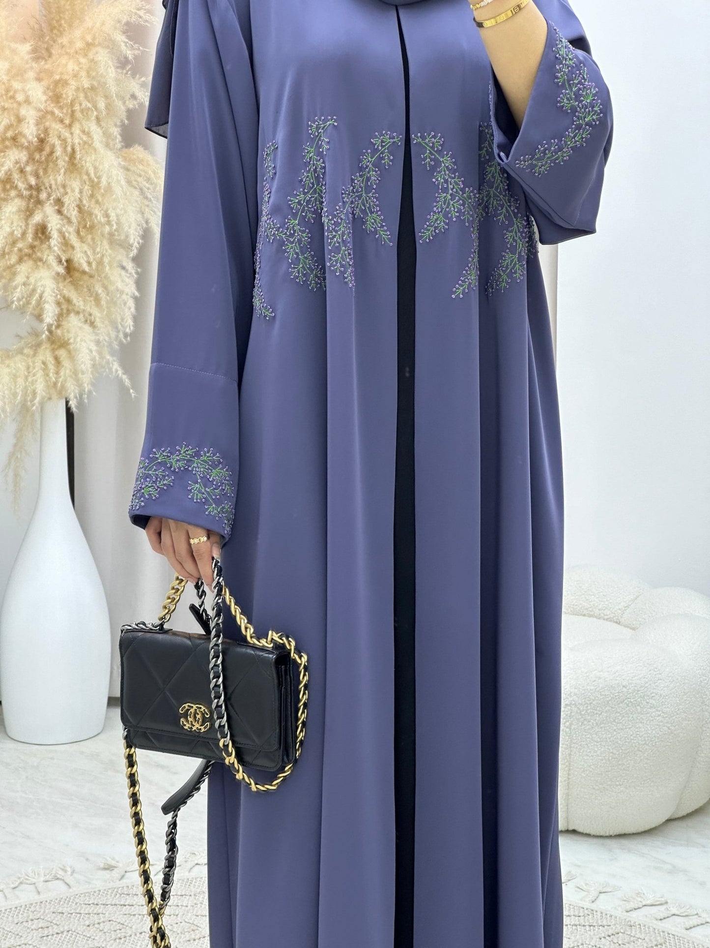 C 0145 Dark Purple Embroidery Abaya