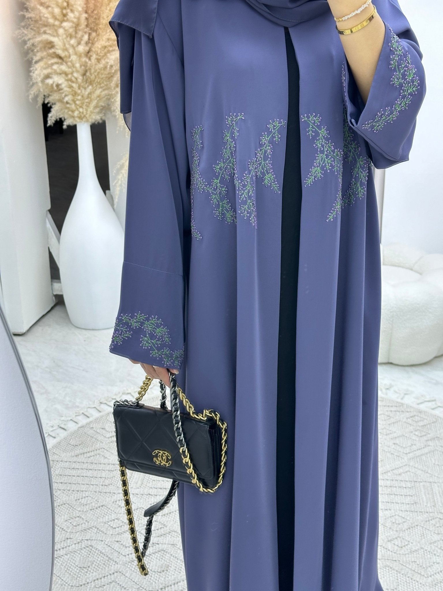 C 0145 Dark Purple Embroidery Abaya