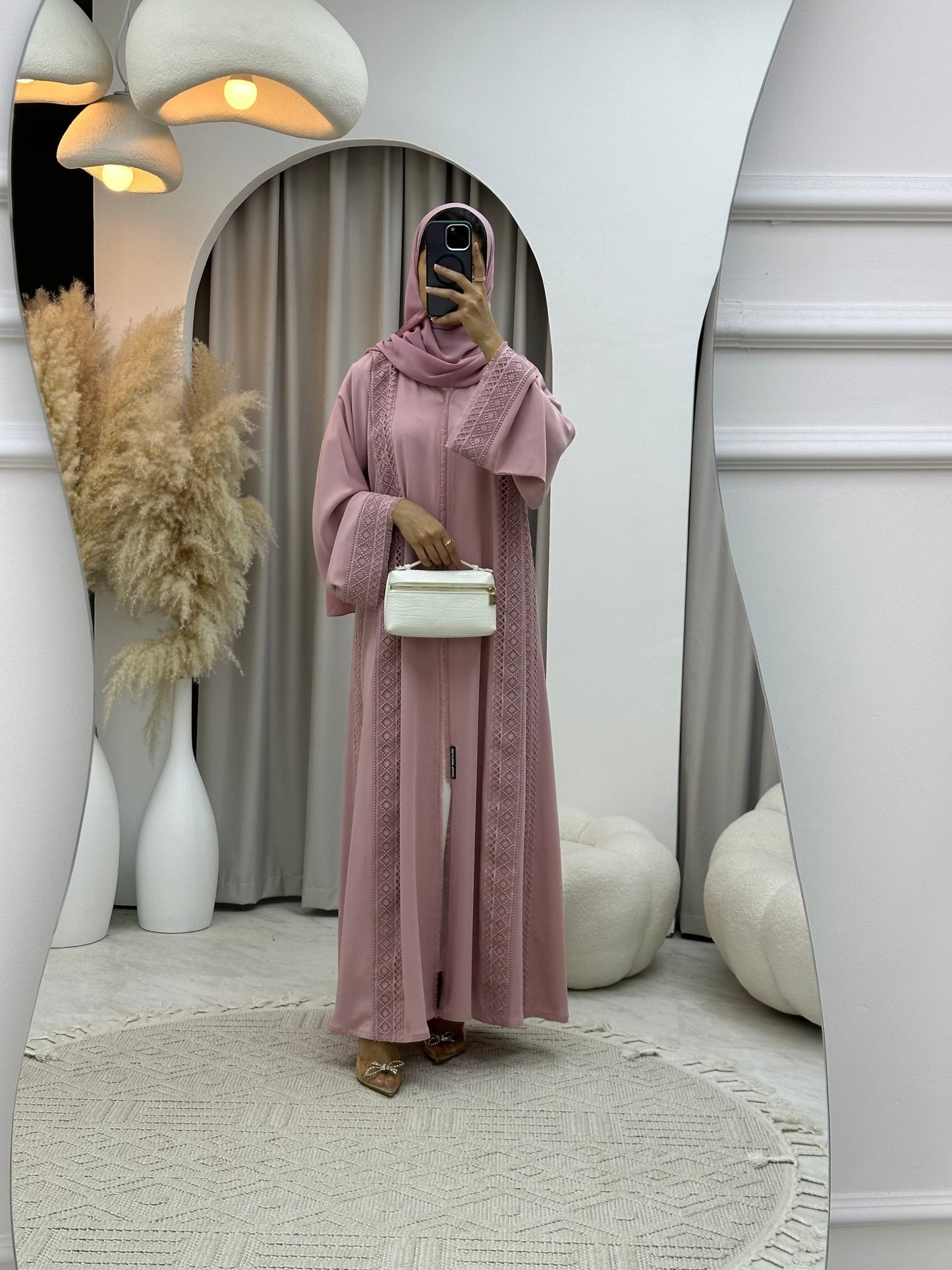 C 0154 Pink Lace Abaya