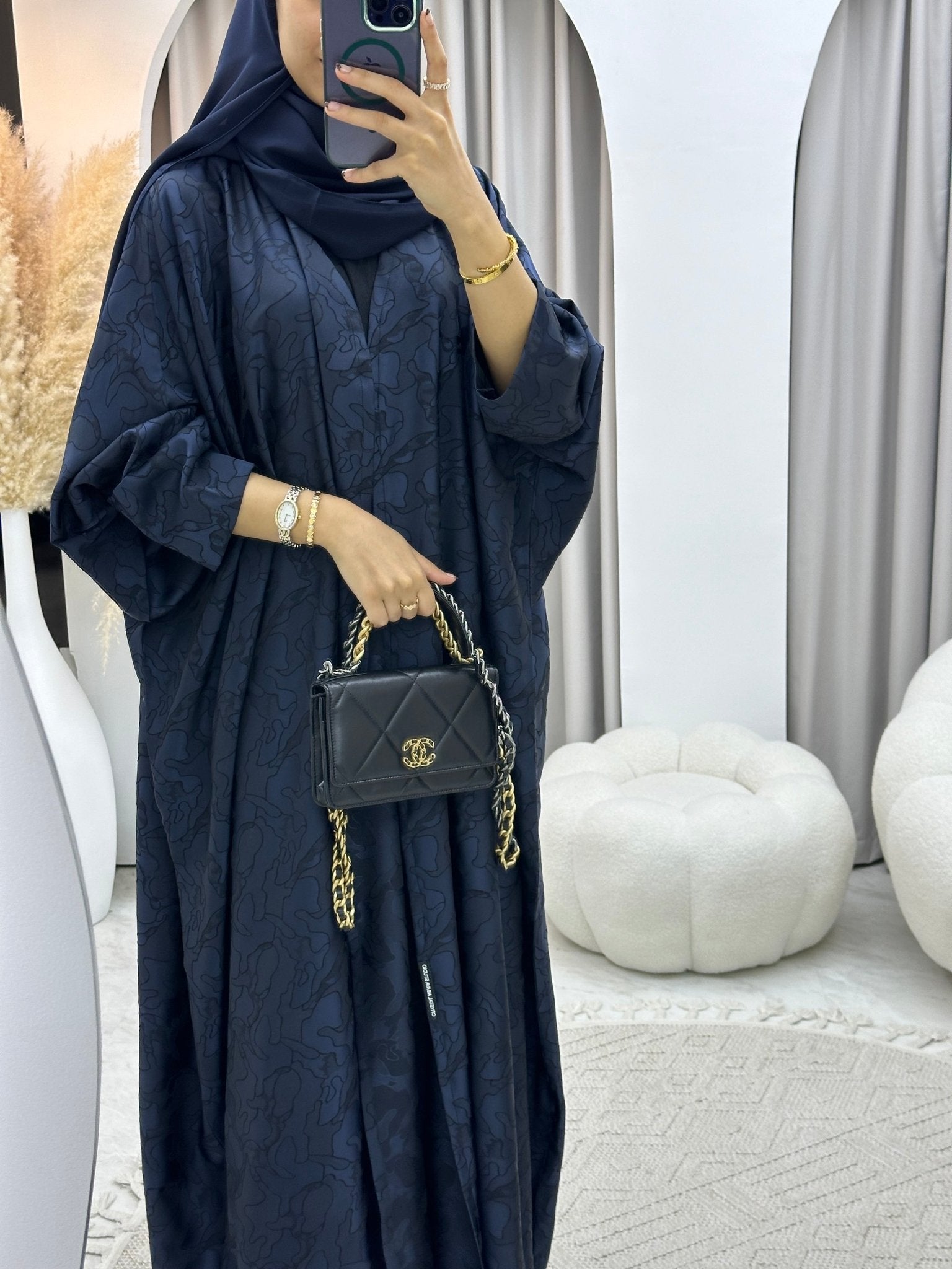 C 0159 - 05 Navy Blue Camo Bisht Abaya